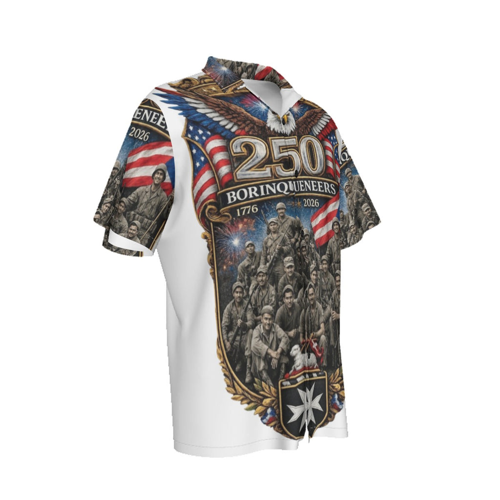 All-Over Print Men's Hawaiian Shirt With Button Closure