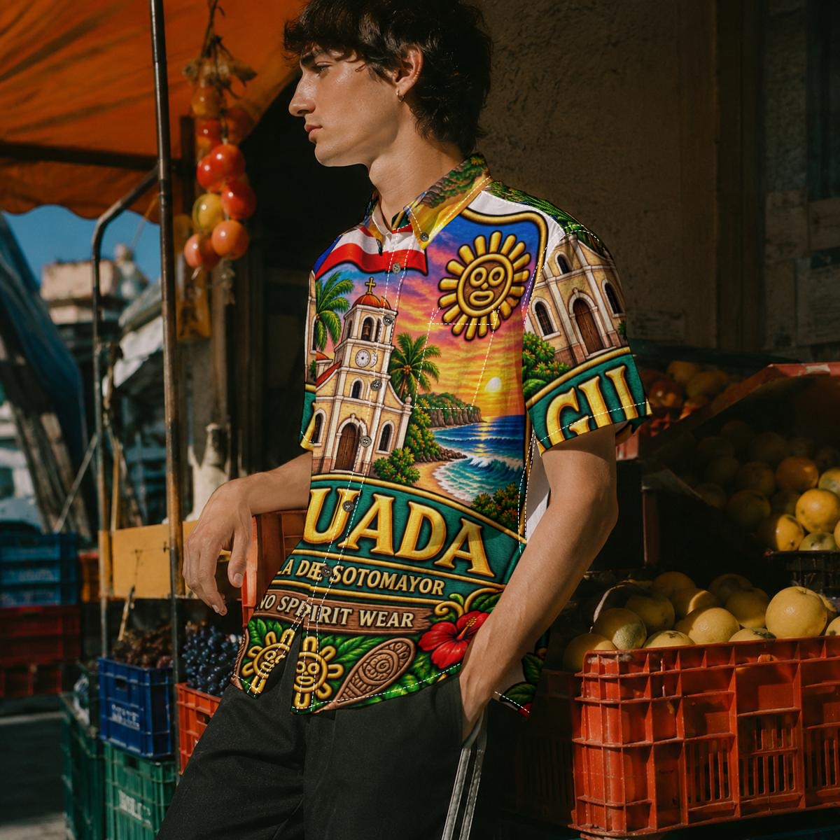 All-Over Print Men's Breathable Shirt|140GSM Slub Cotton