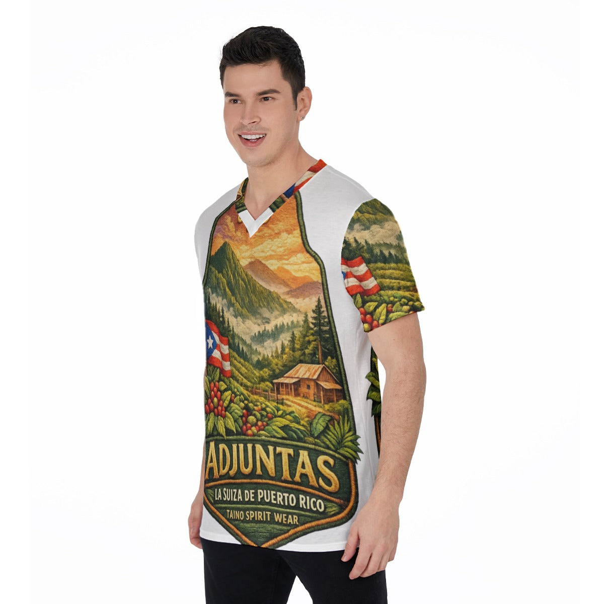 TSW Adjuntas Puerto Rico All-Over Print V-Neck T-Shirt