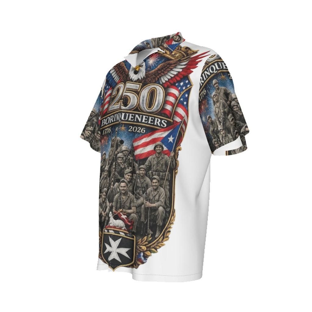 All-Over Print Men's Hawaiian Shirt With Button Closure