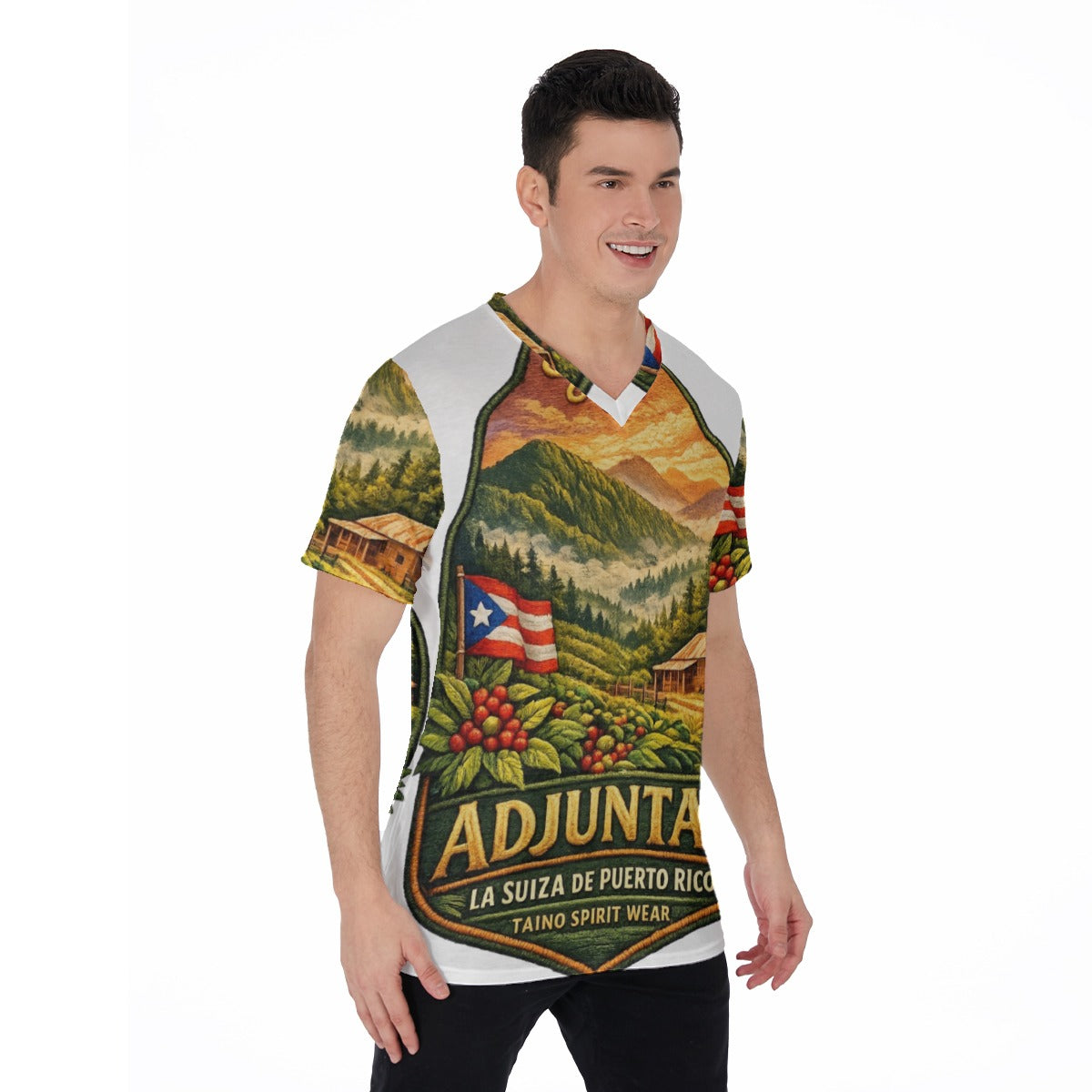 TSW Adjuntas Puerto Rico All-Over Print V-Neck T-Shirt