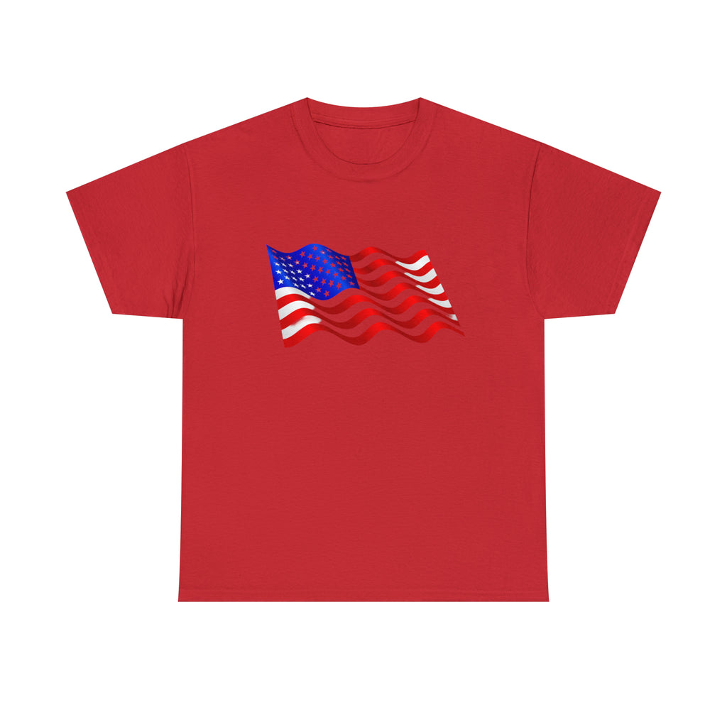 American Wavy Flag Unisex Heavy Cotton Tee