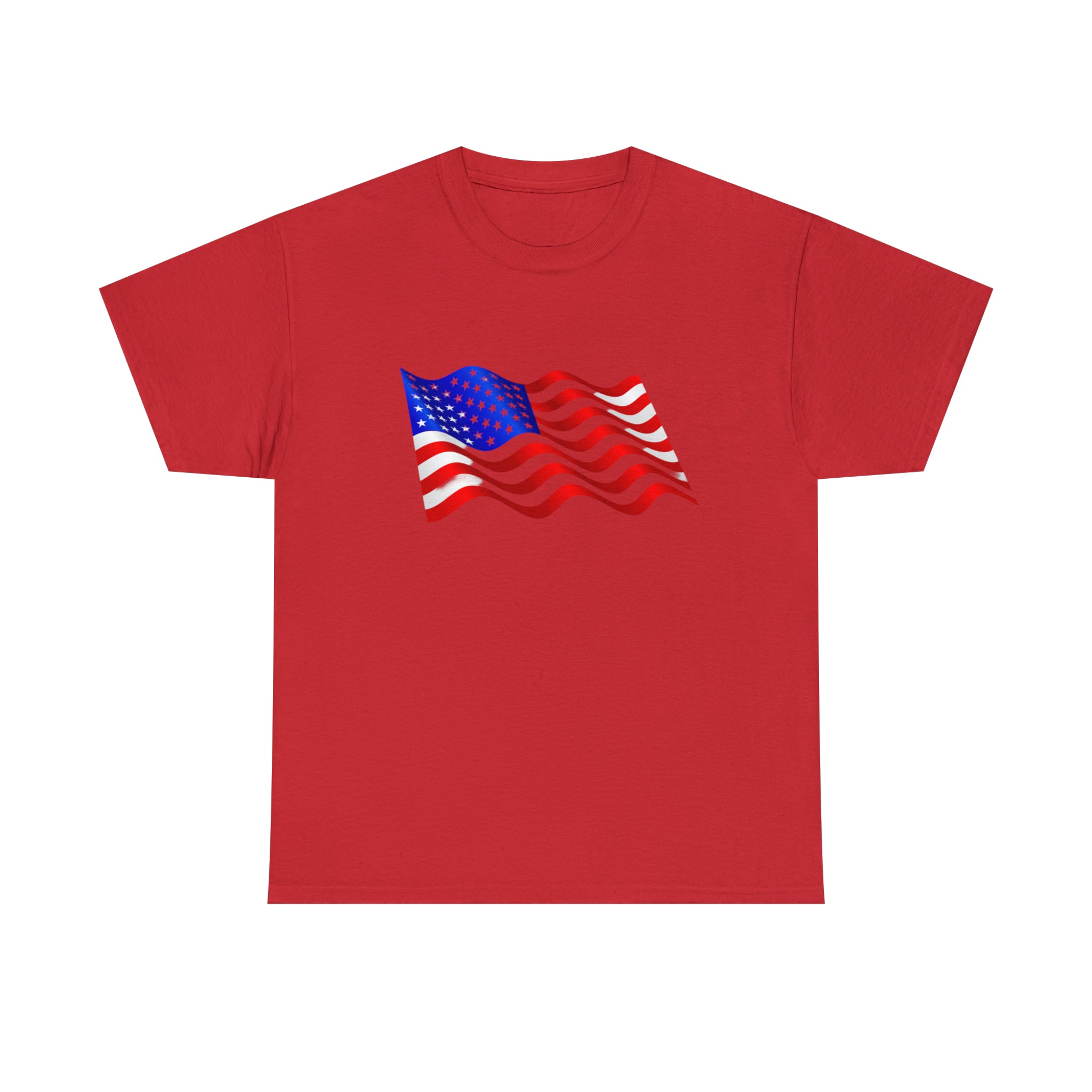 American Wavy Flag Unisex Heavy Cotton Tee