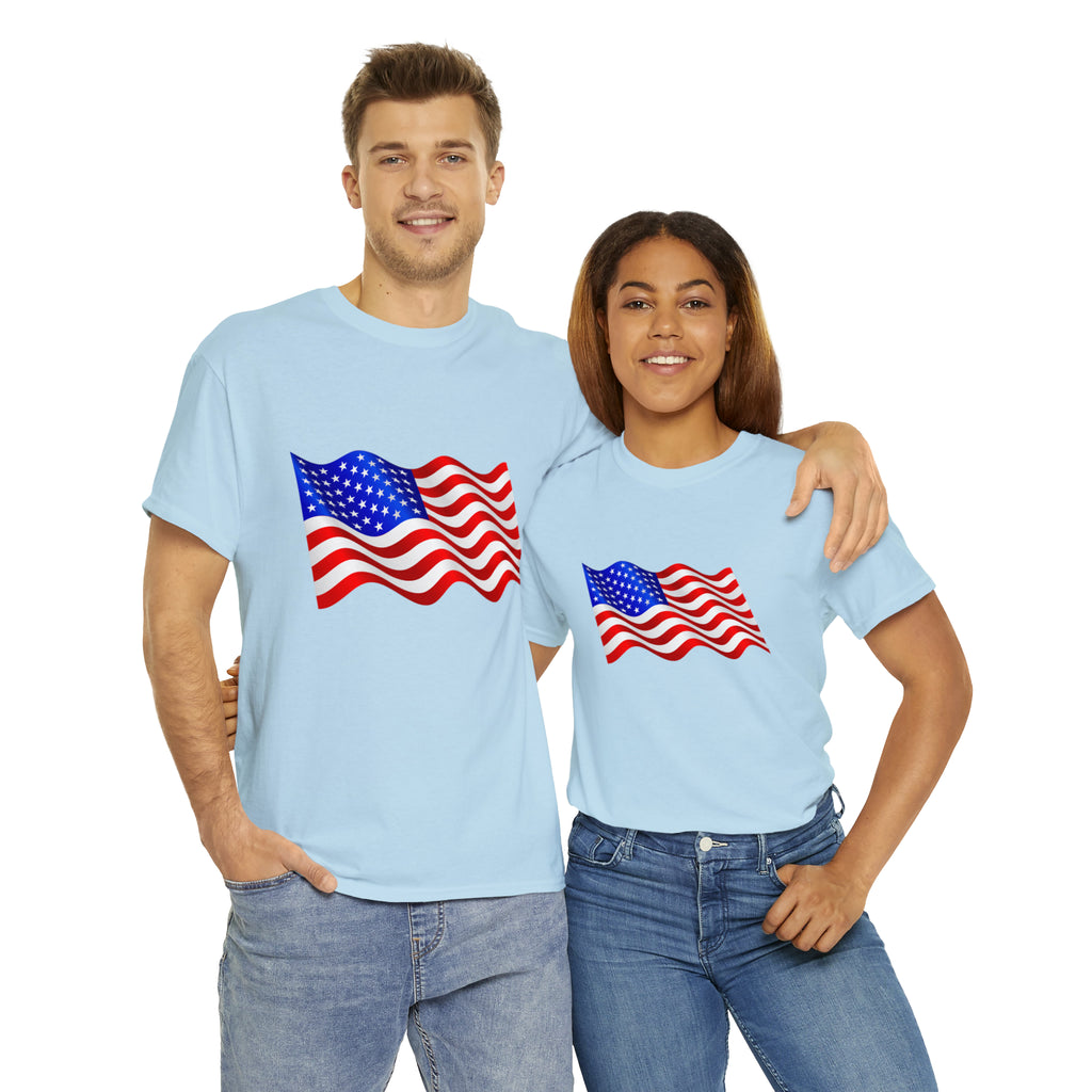 American Wavy Flag Unisex Heavy Cotton Tee