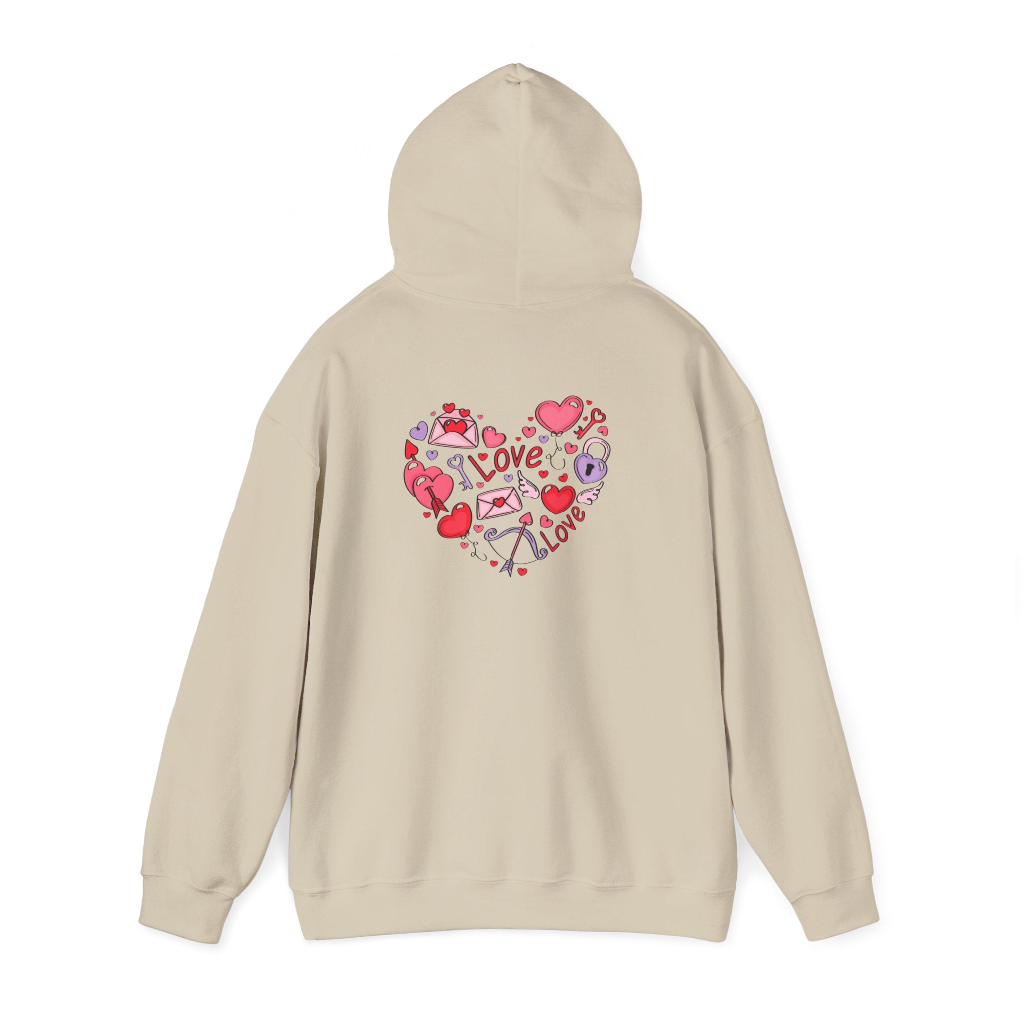 Valentine's Day Love Graphic Hoodie — Heart & 'LOVE' Valentine Pullover
