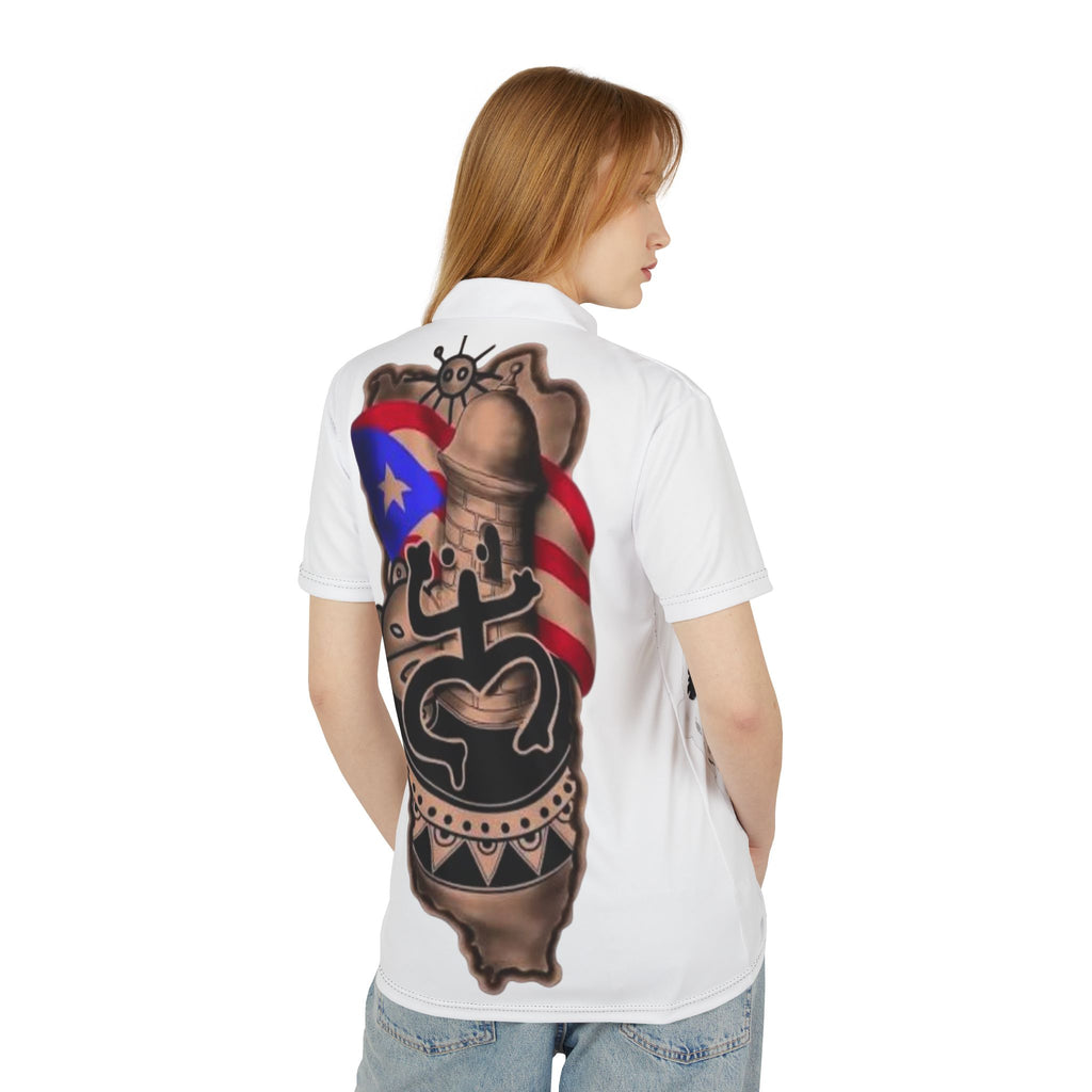 Taino Tribal Warrior Polo Shirt — Bold Indigenous Headdress Graphic