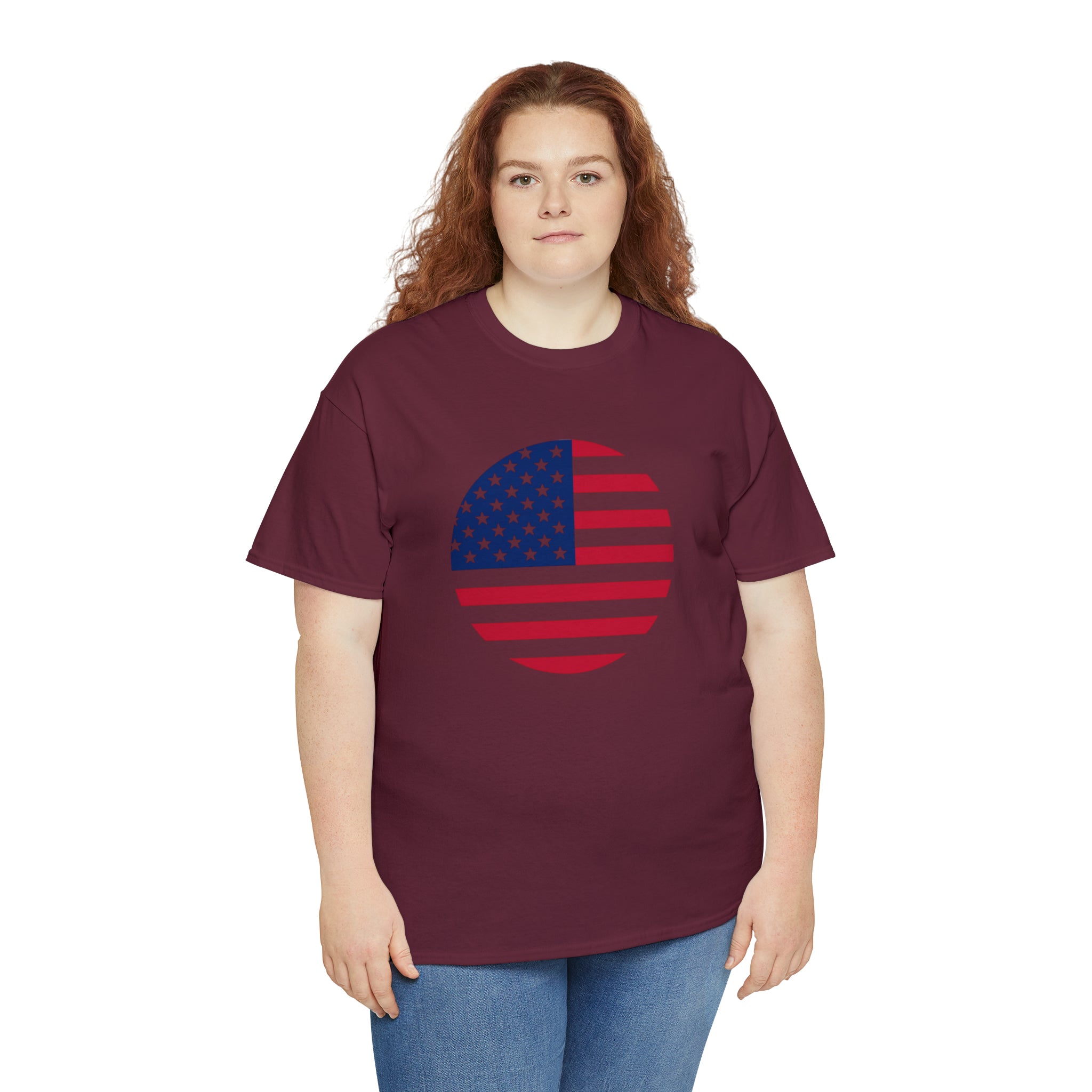 American Flag Globe Unisex Heavy Cotton Tee
