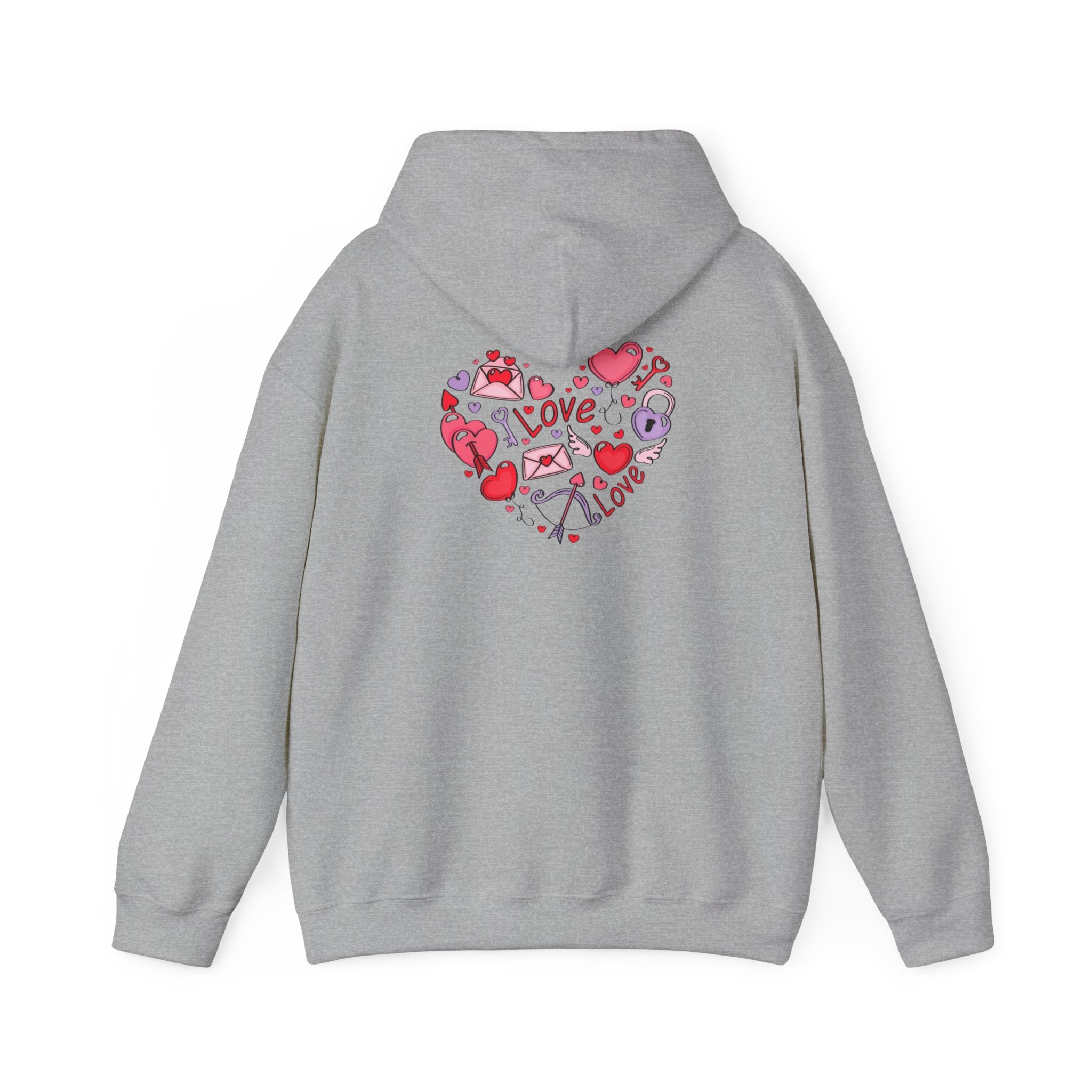 Valentine's Day Love Graphic Hoodie — Heart & 'LOVE' Valentine Pullover