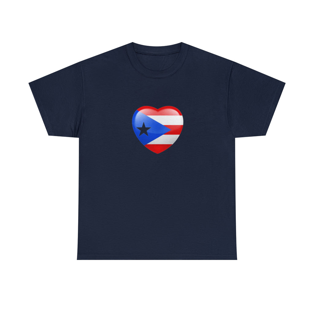 Puerto Rican Flag Heart Unisex Heavy Cotton Tee