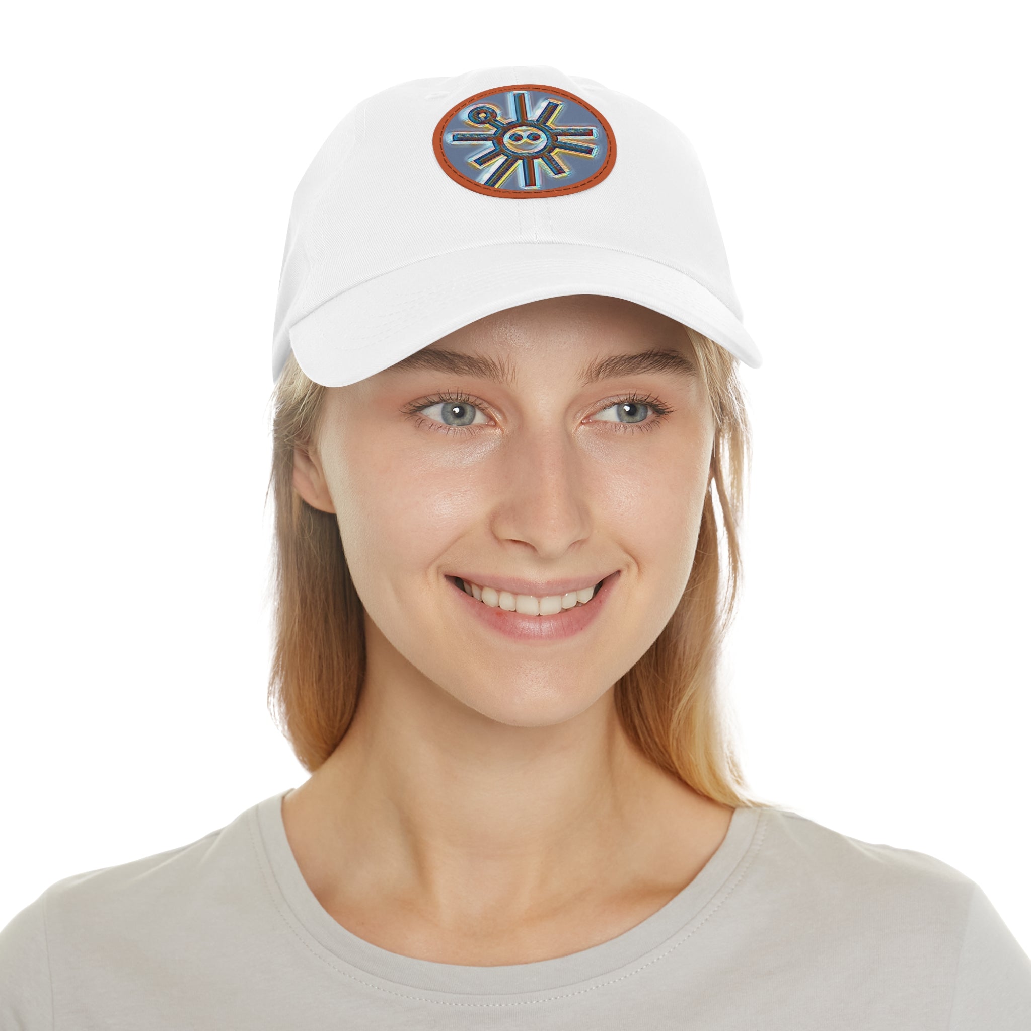 Taino Symbolism Dad Hat with Leather Patch (Round)