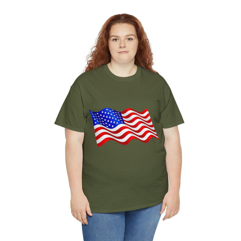 American Wavy Flag Unisex Heavy Cotton Tee
