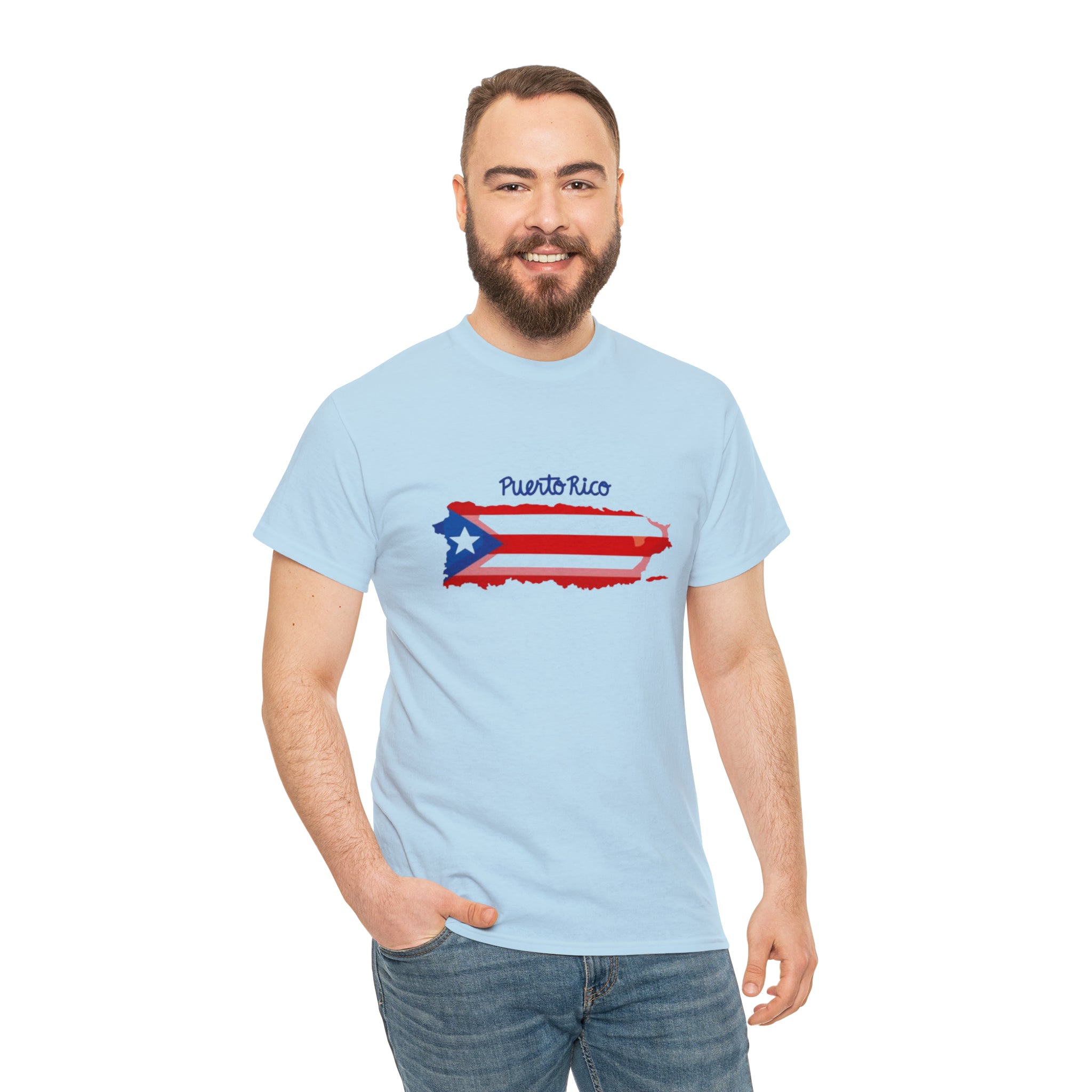 Island of Puerto Rico Flag Heavy Cotton Tee