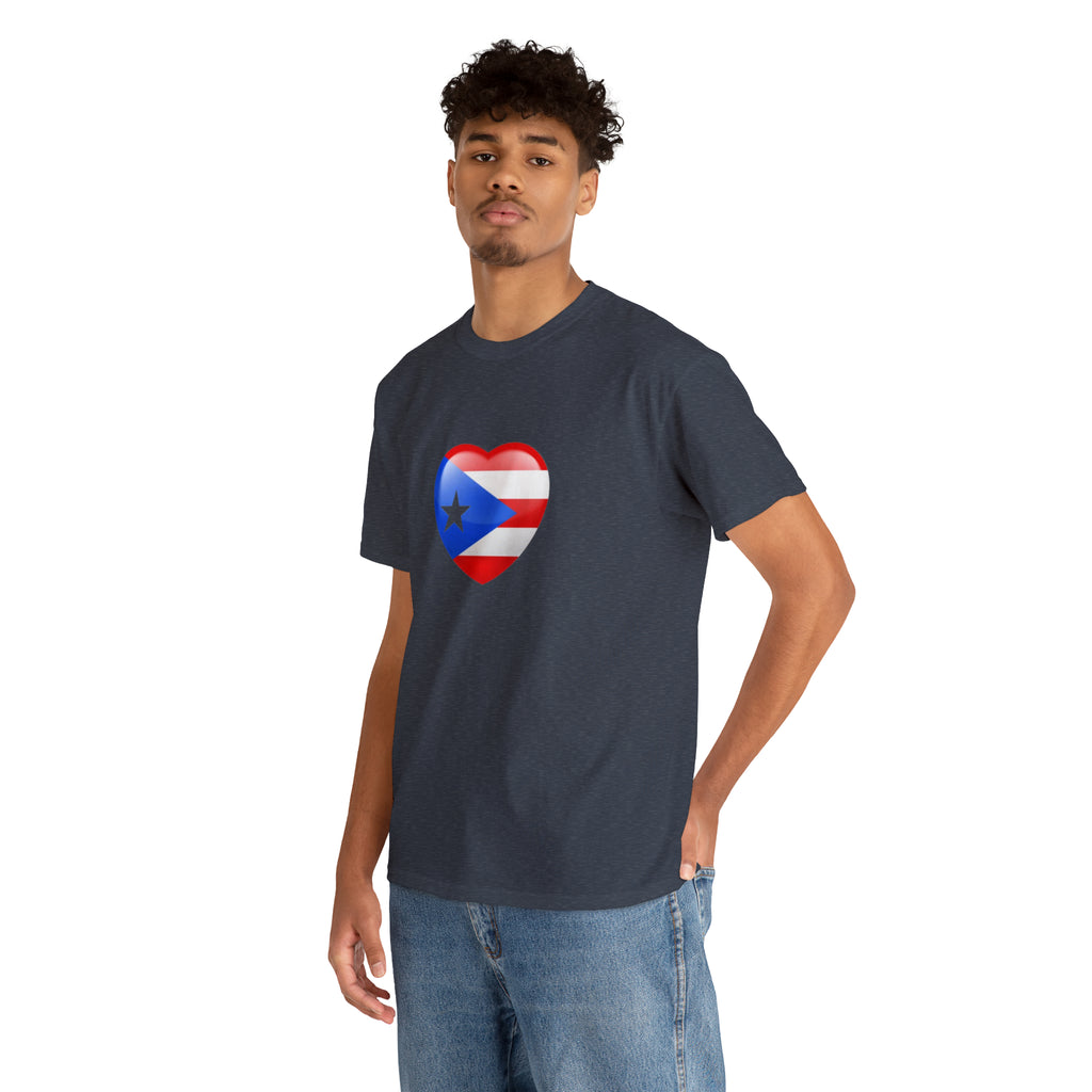 Puerto Rican Flag Heart Unisex Heavy Cotton Tee