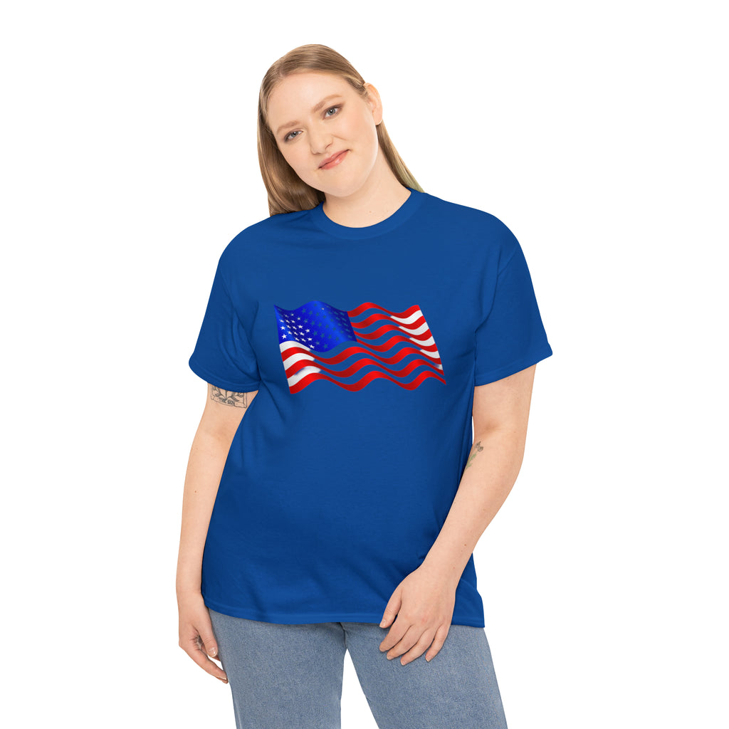 American Wavy Flag Unisex Heavy Cotton Tee