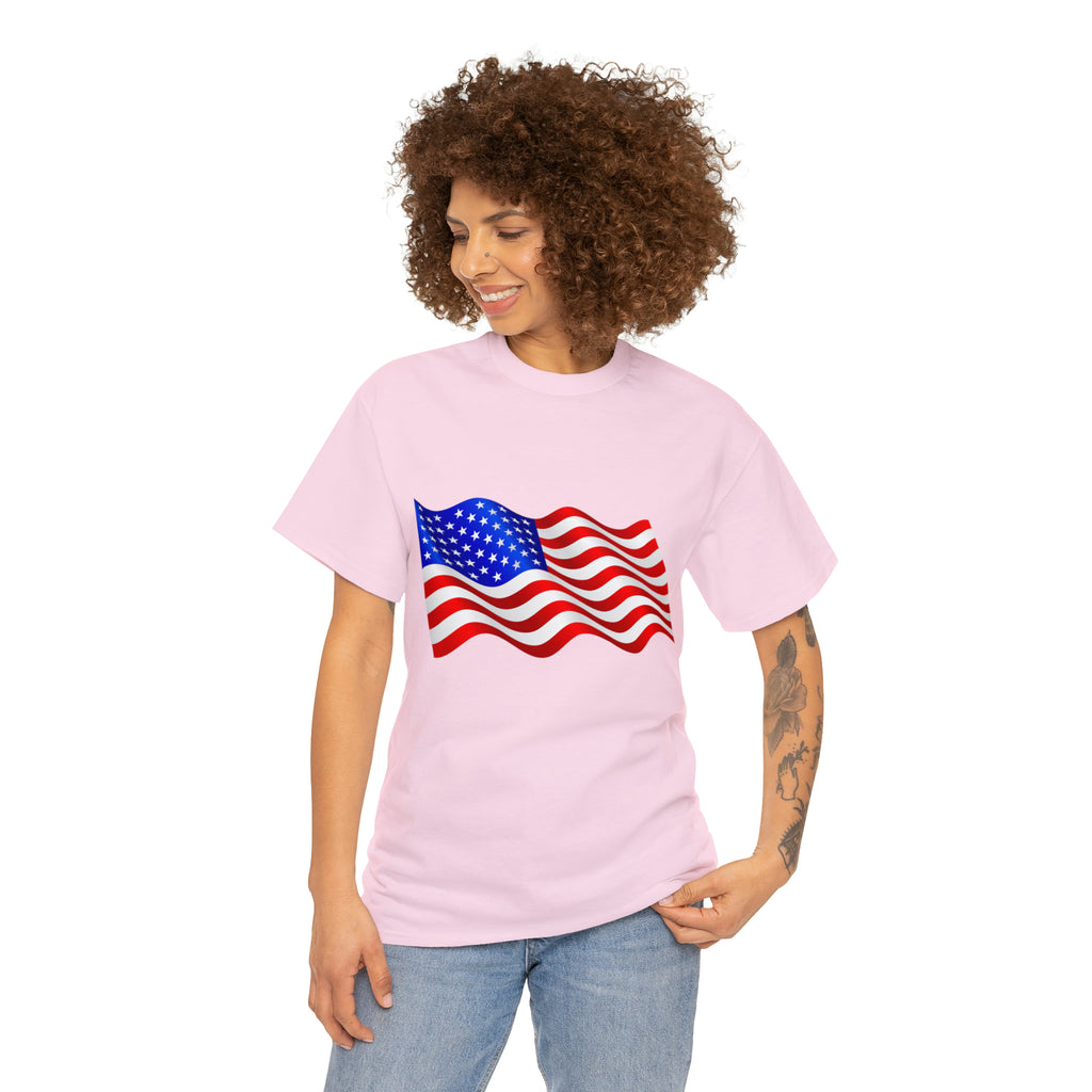 American Wavy Flag Unisex Heavy Cotton Tee