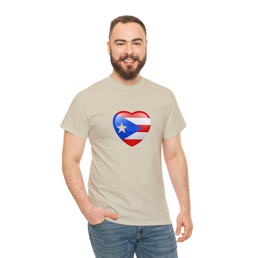 Puerto Rican Flag Heart Unisex Heavy Cotton Tee