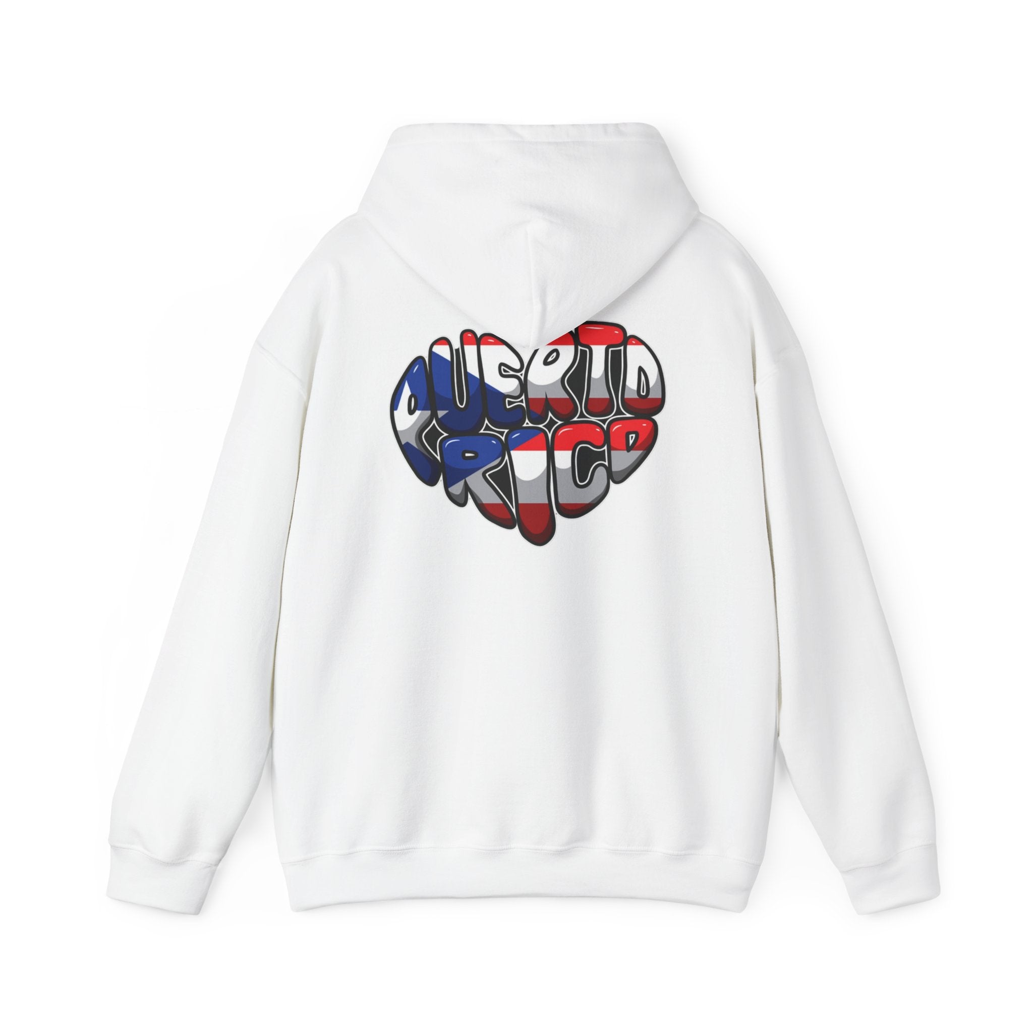 Puerto Rico Frog Hoodie — Coquí with Flag Heart Back Graphic