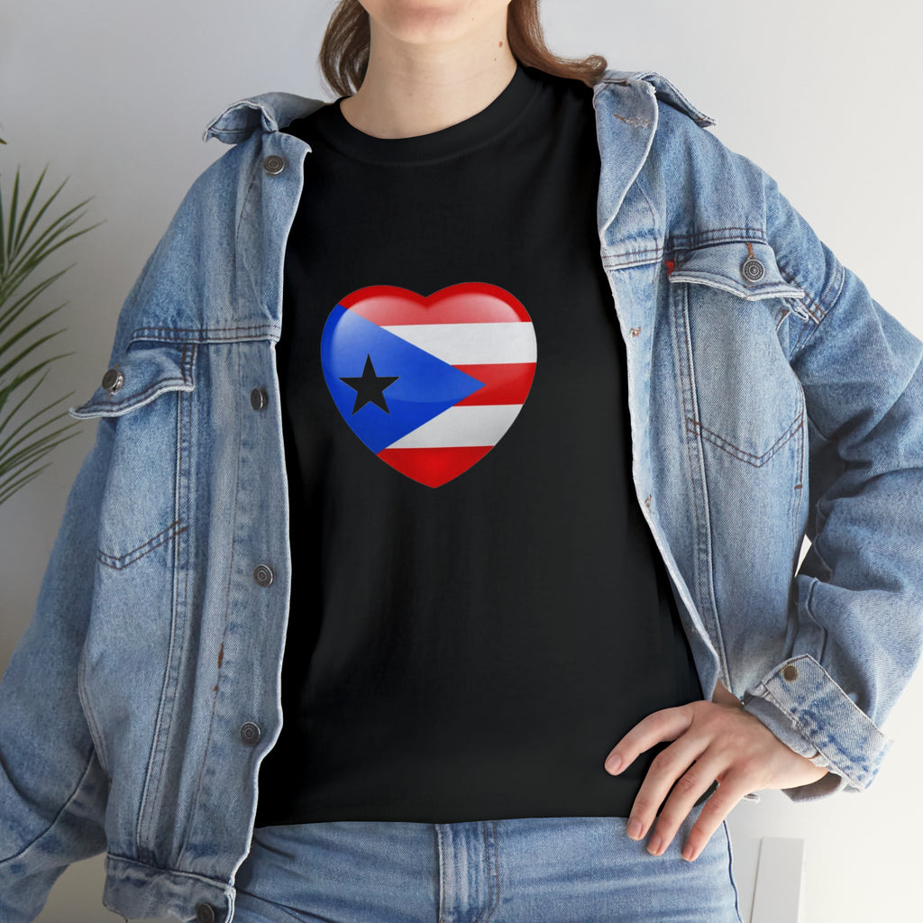 Puerto Rican Flag Heart Unisex Heavy Cotton Tee