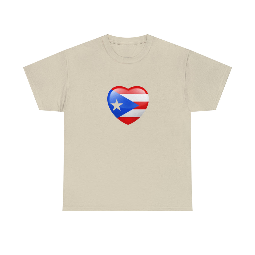 Puerto Rican Flag Heart Unisex Heavy Cotton Tee