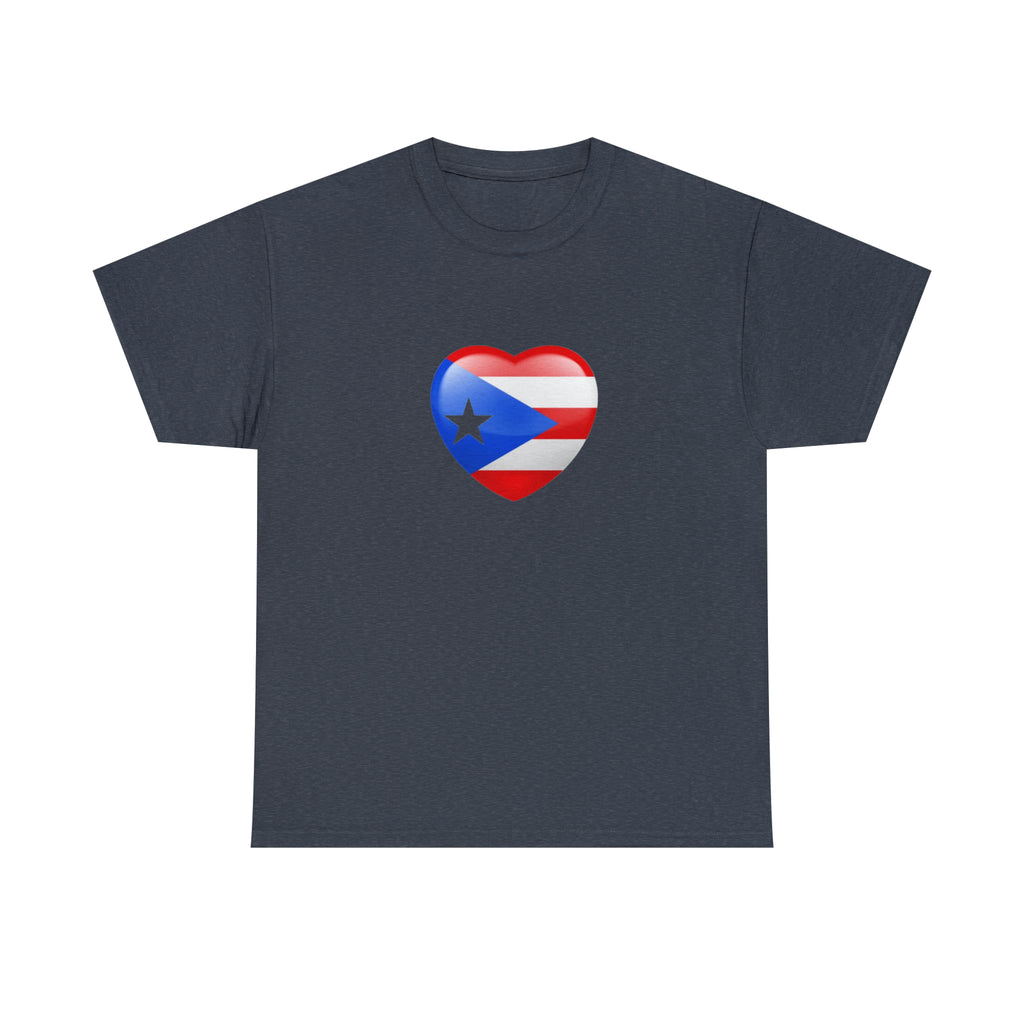 Puerto Rican Flag Heart Unisex Heavy Cotton Tee
