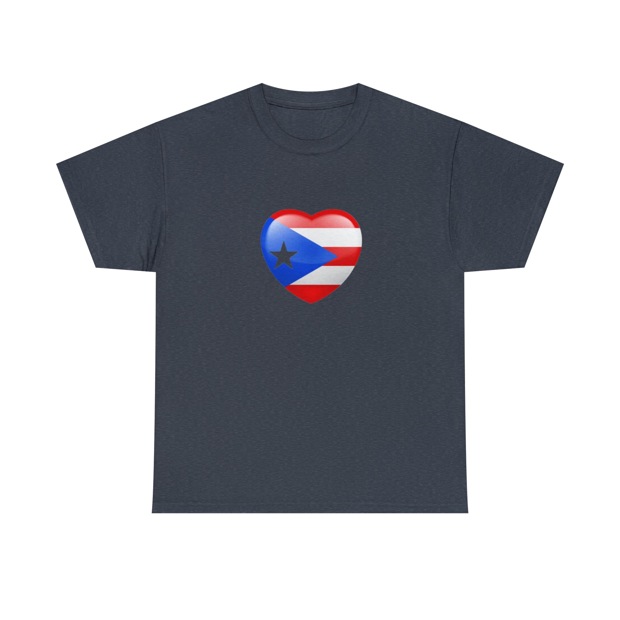Puerto Rican Flag Heart Unisex Heavy Cotton Tee