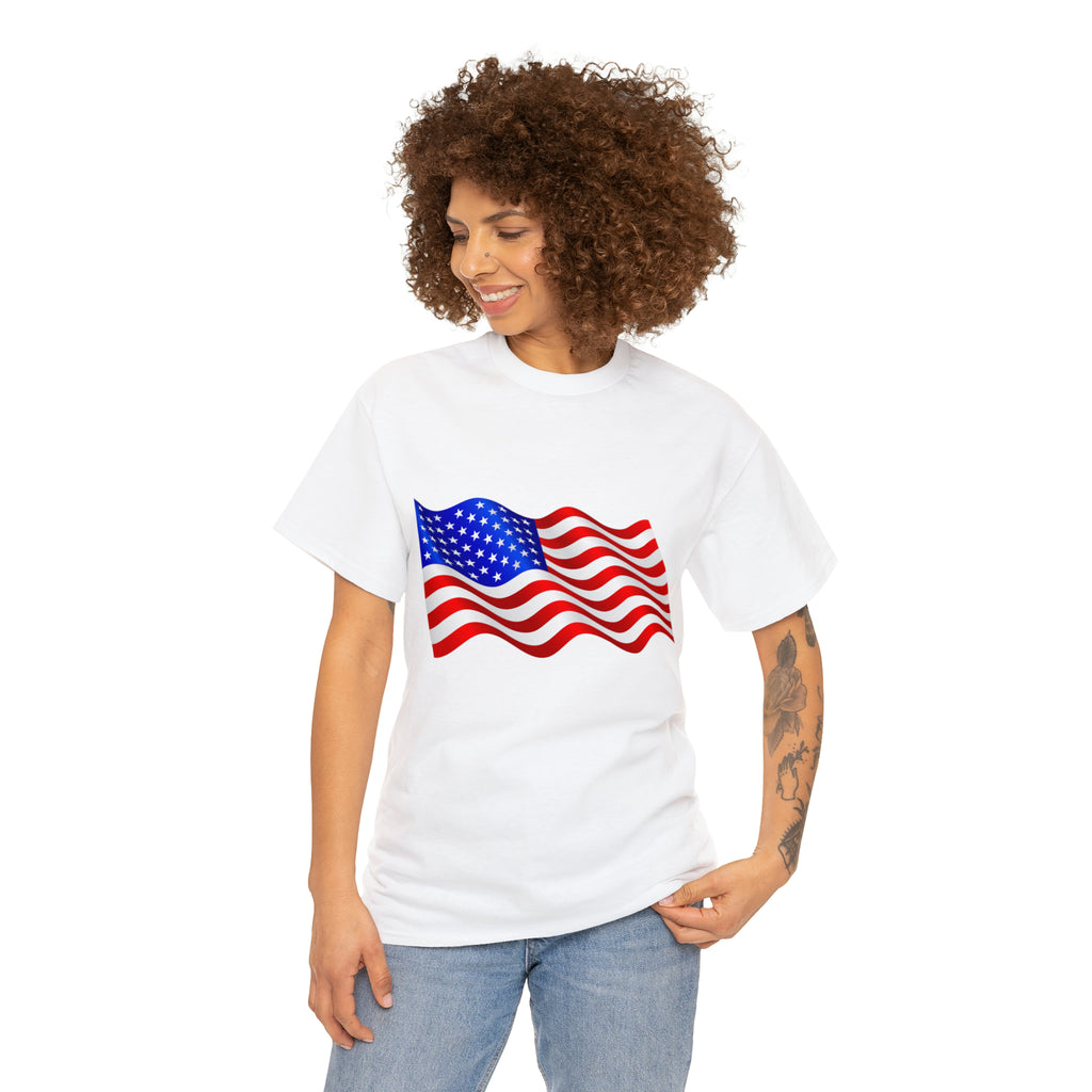 American Wavy Flag Unisex Heavy Cotton Tee