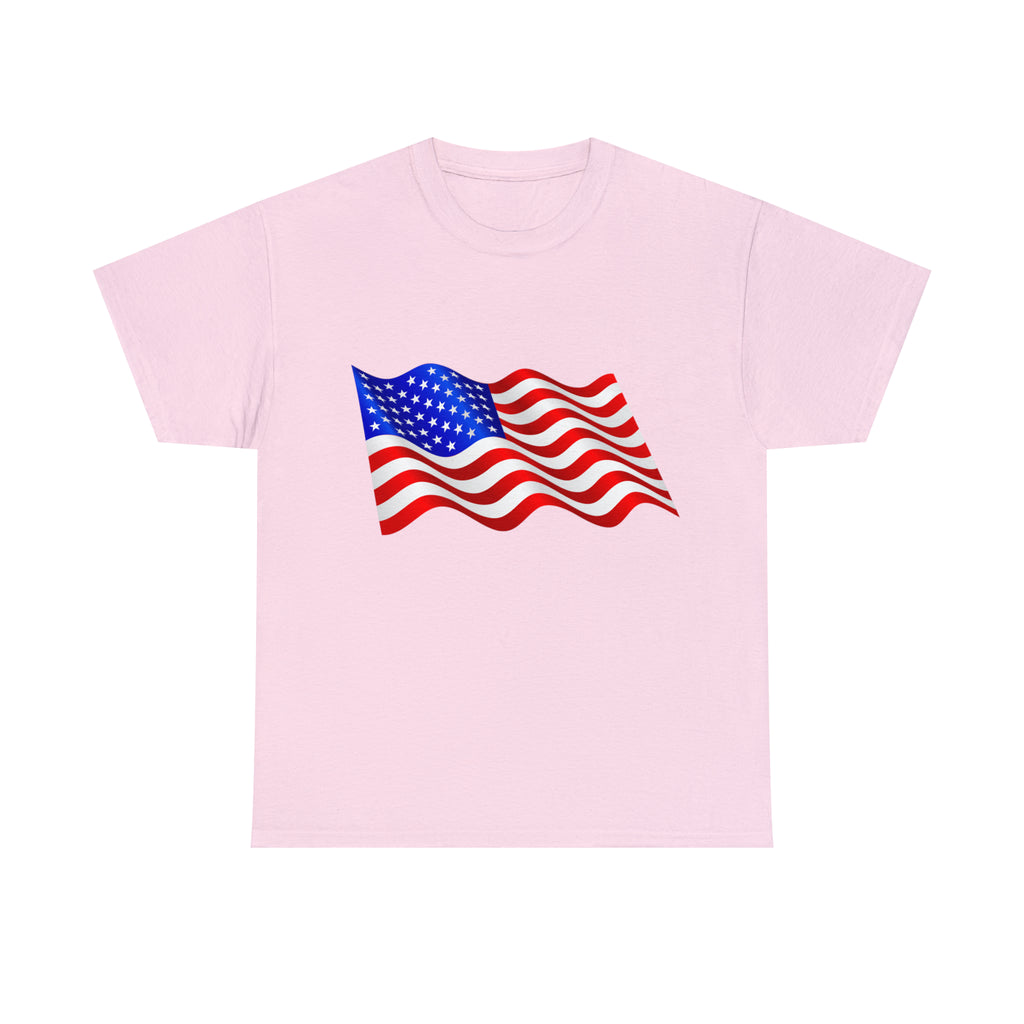 American Wavy Flag Unisex Heavy Cotton Tee