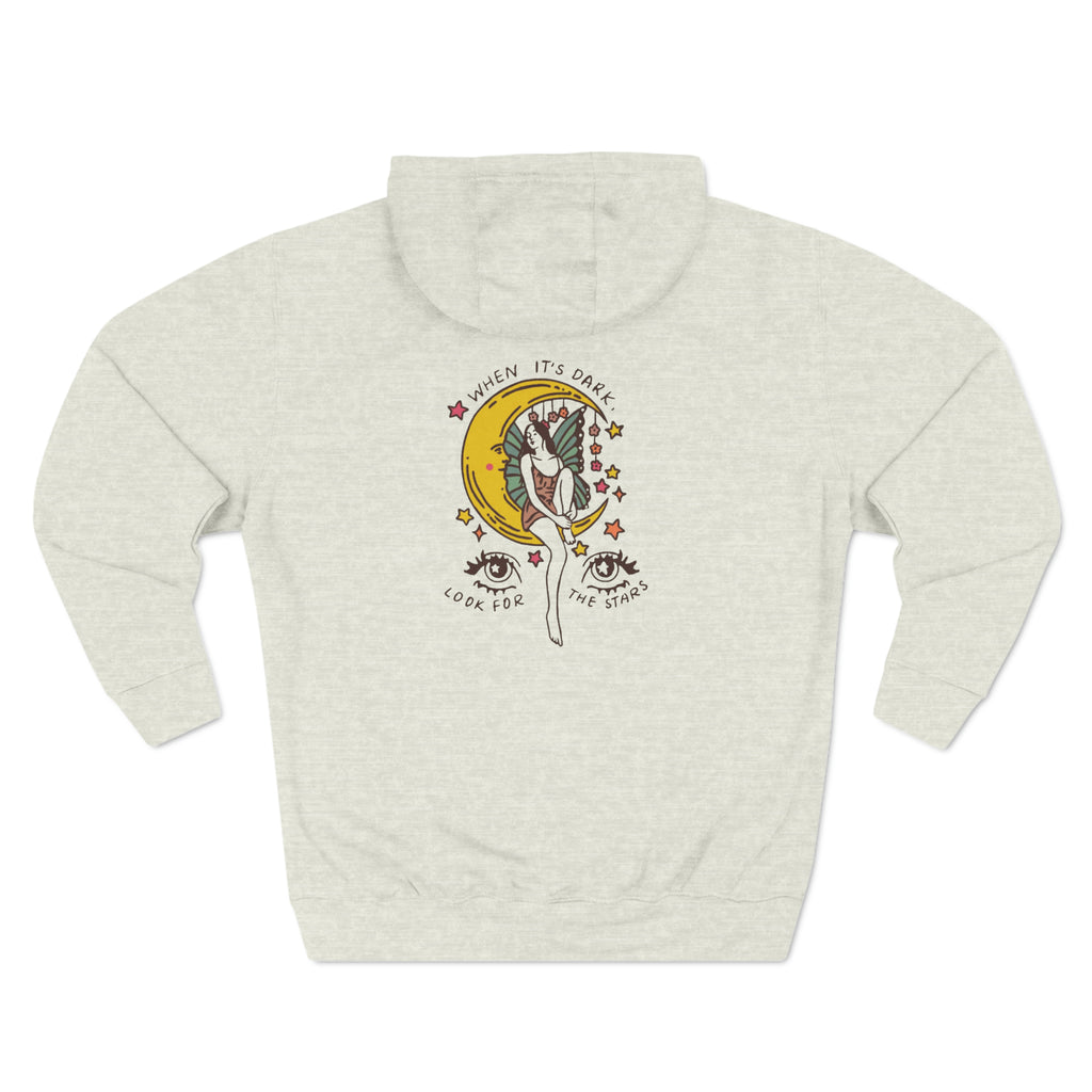 Taino Inspired Queen When Its Dark Look For The Stars Three-Panel Fleece Hoodie