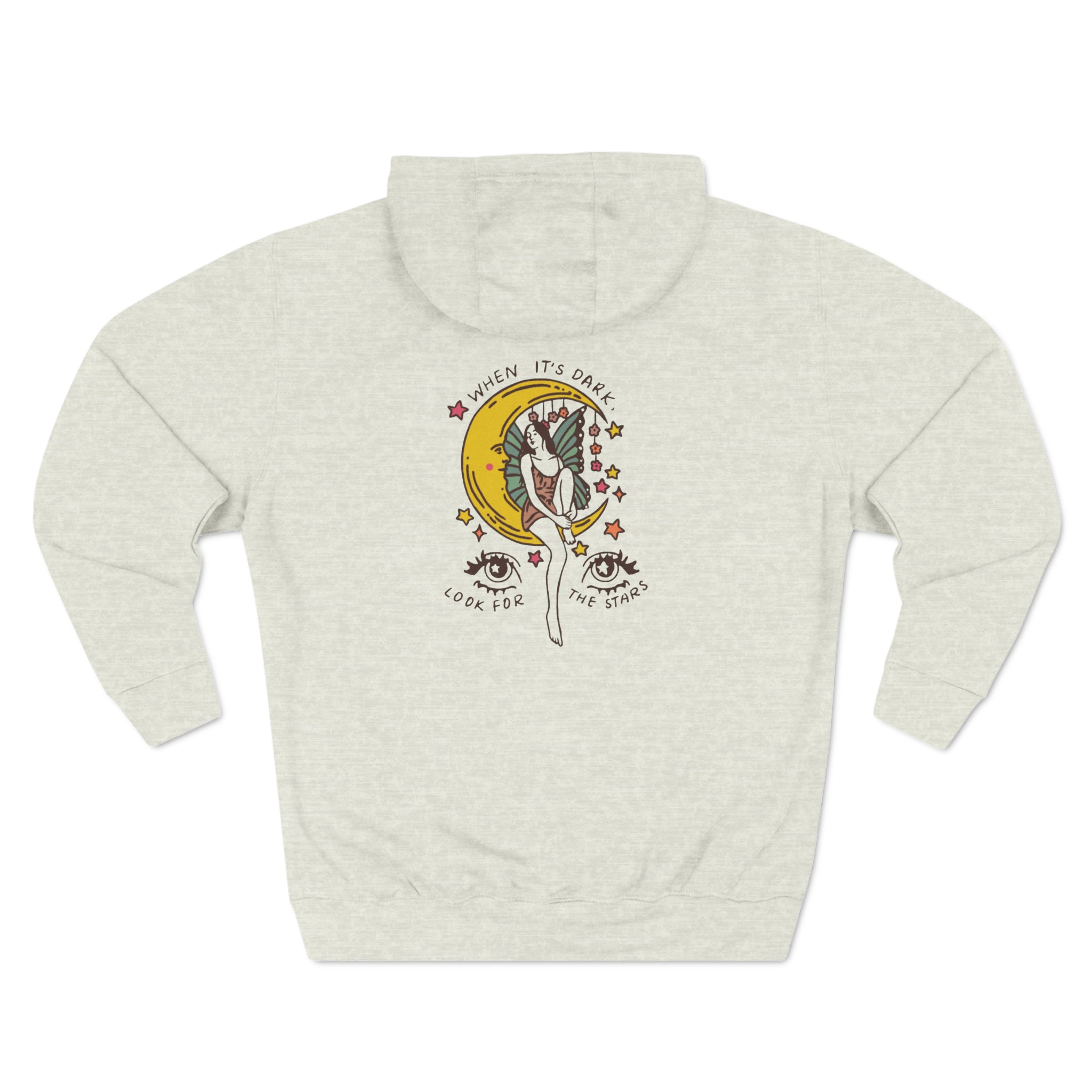 Taino Inspired Queen When Its Dark Look For The Stars Three-Panel Fleece Hoodie