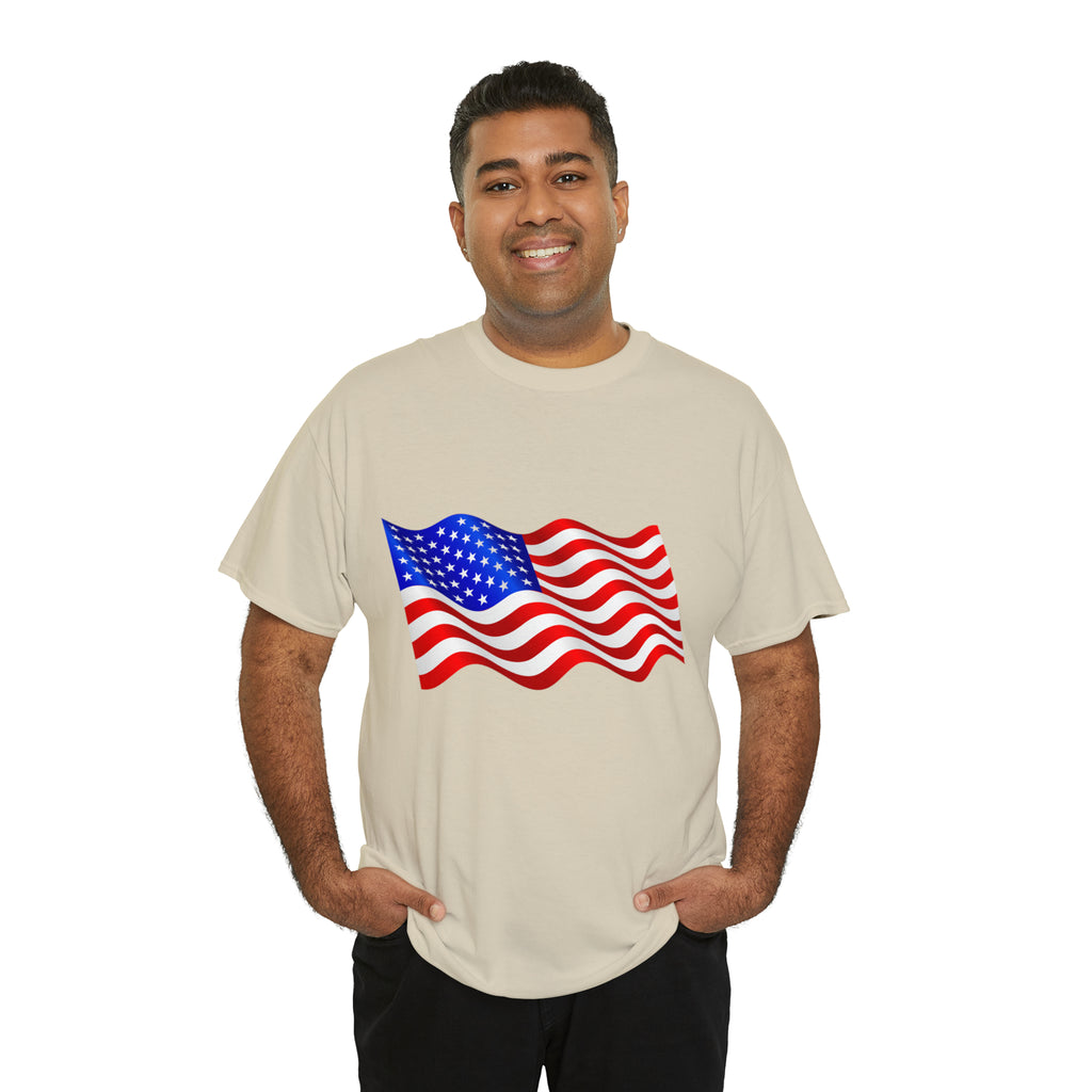 American Wavy Flag Unisex Heavy Cotton Tee