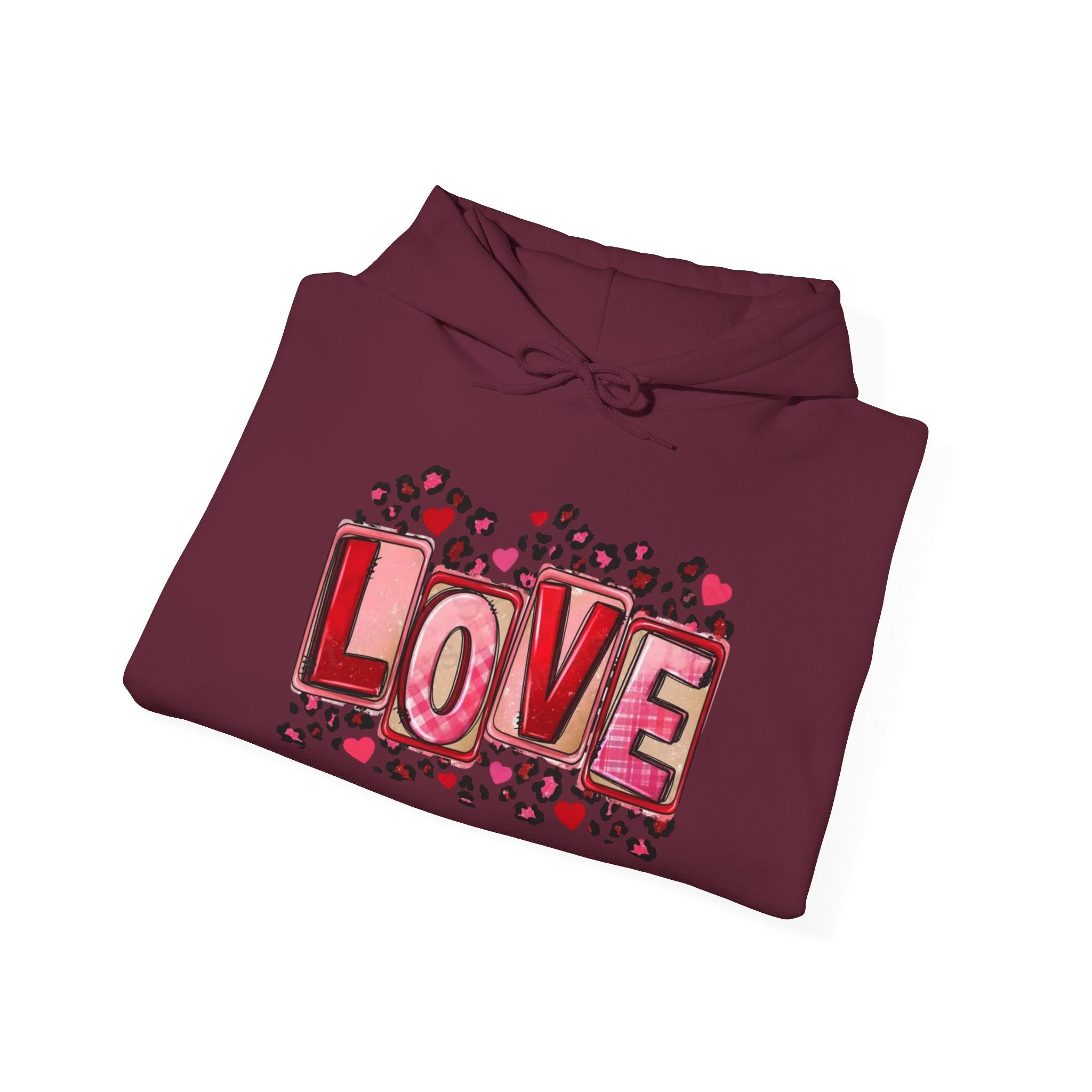 Valentine's Day Love Graphic Hoodie — Heart & 'LOVE' Valentine Pullover