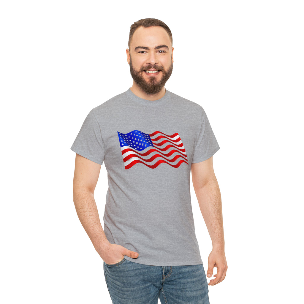 American Wavy Flag Unisex Heavy Cotton Tee