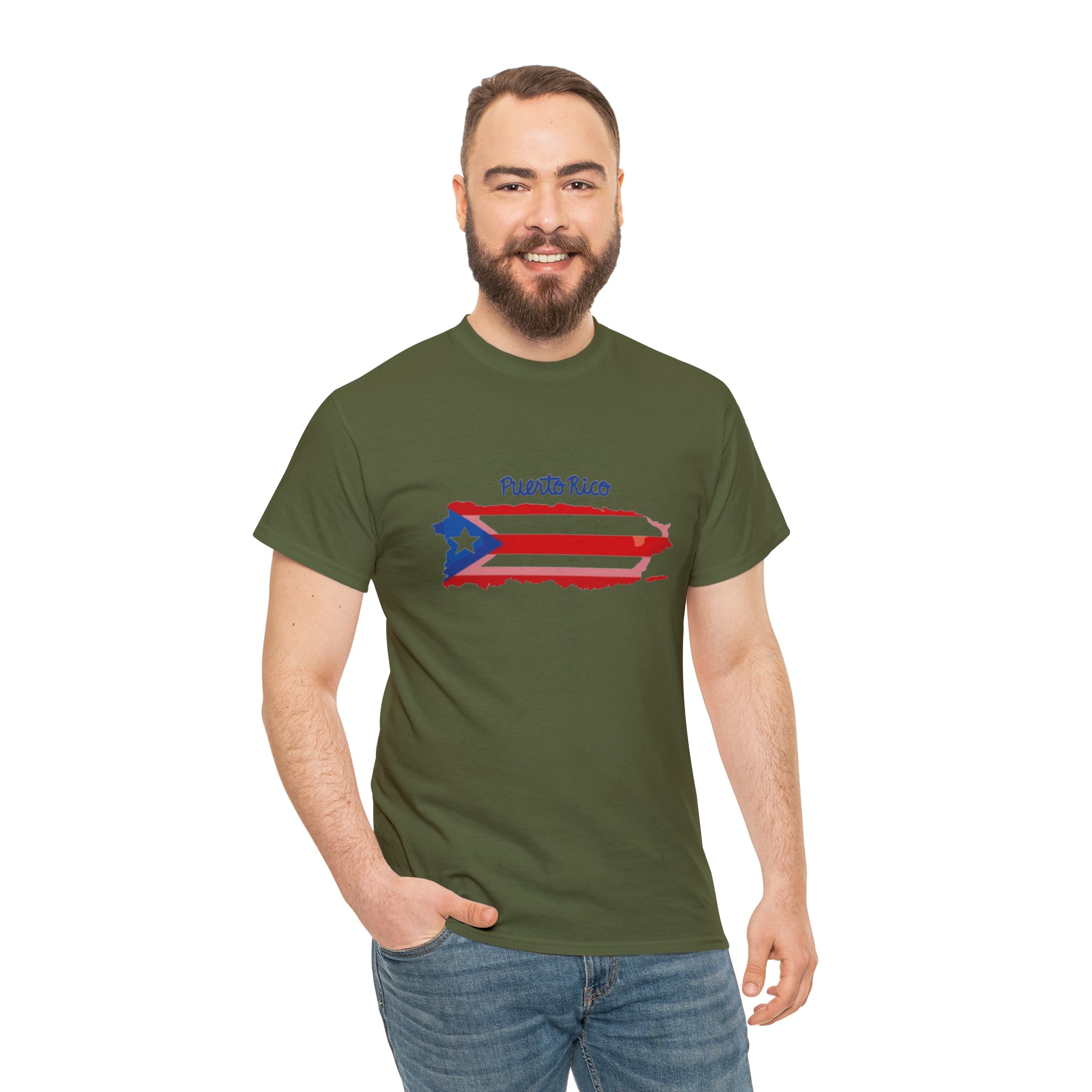 Island of Puerto Rico Flag Heavy Cotton Tee