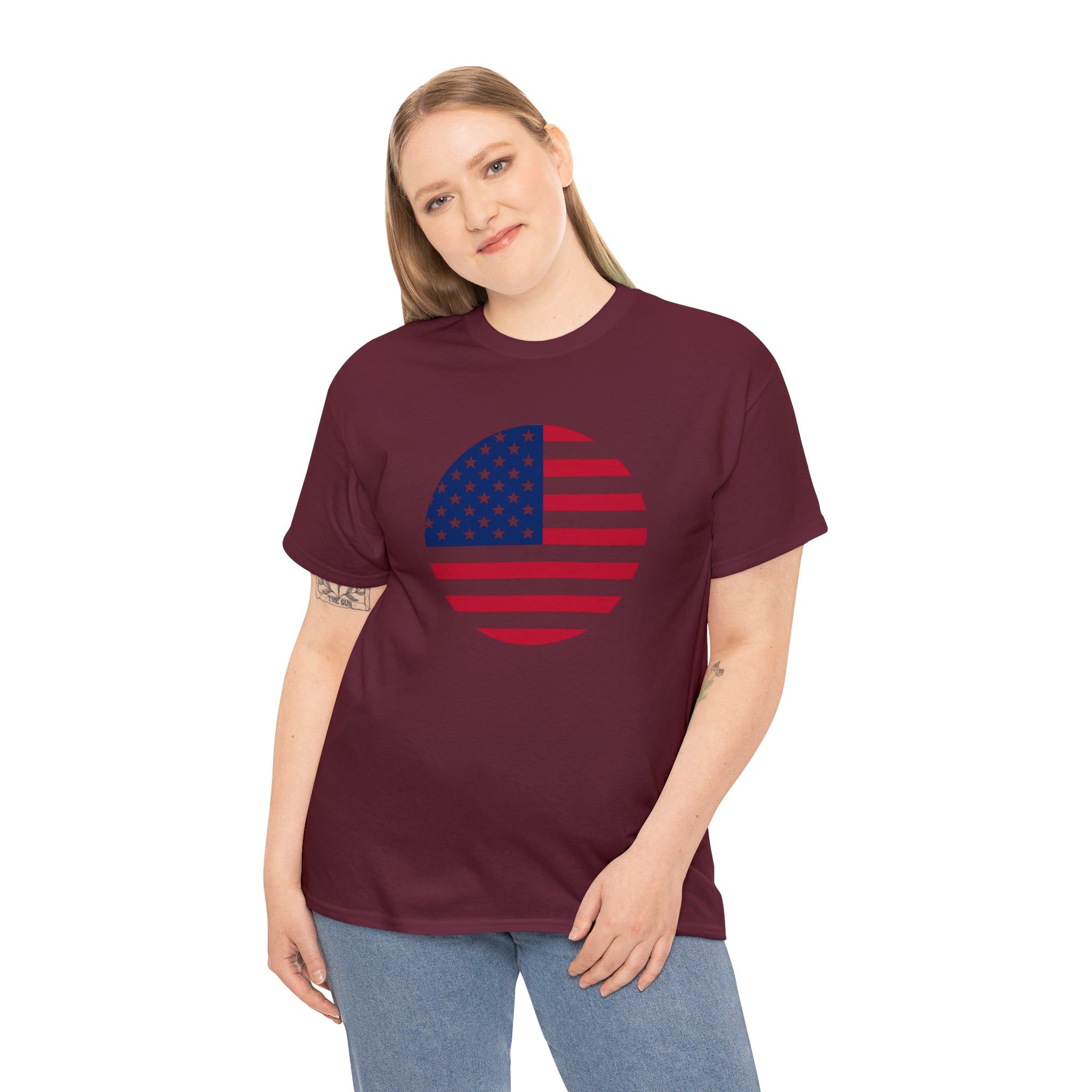 American Flag Globe Unisex Heavy Cotton Tee