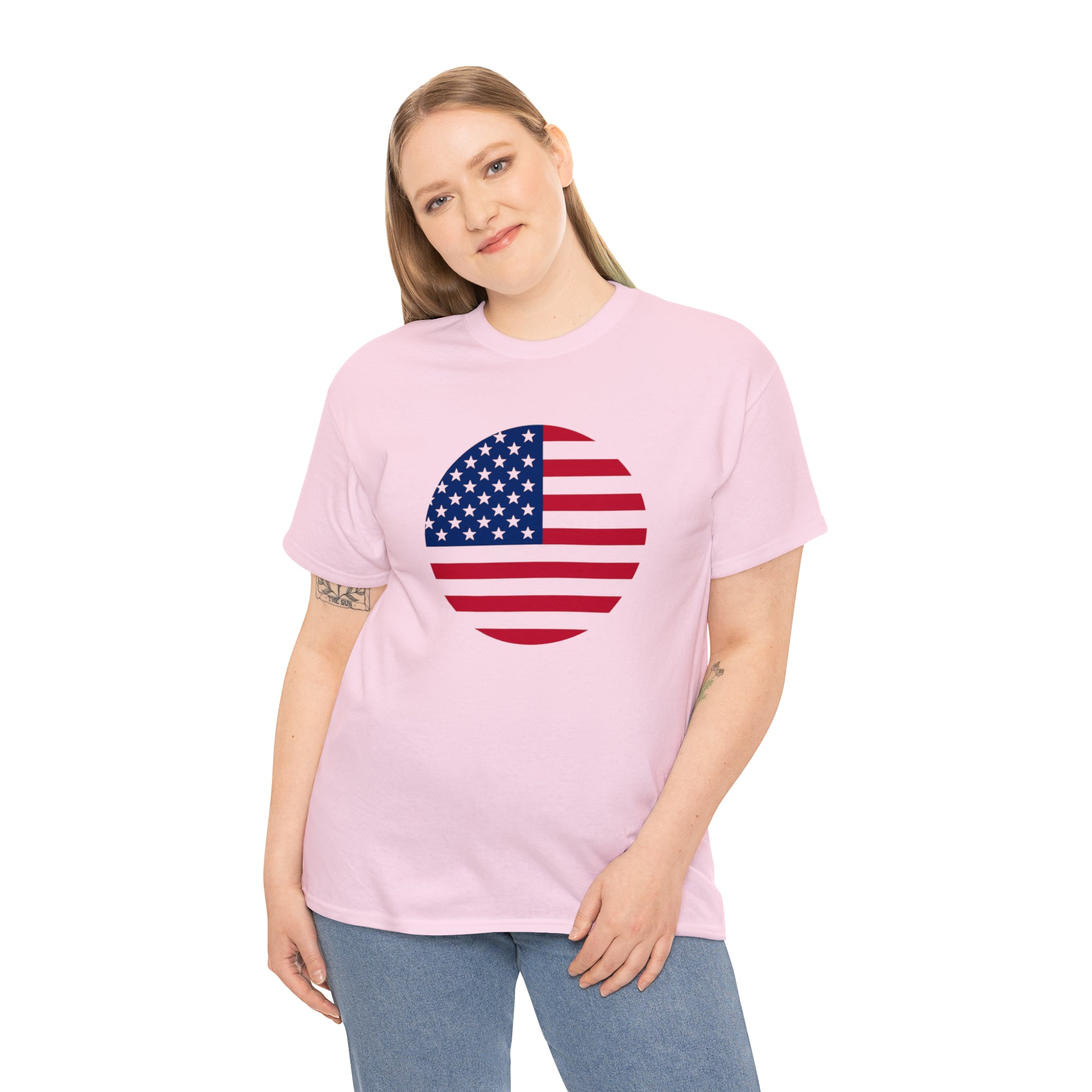 American Flag Globe Unisex Heavy Cotton Tee