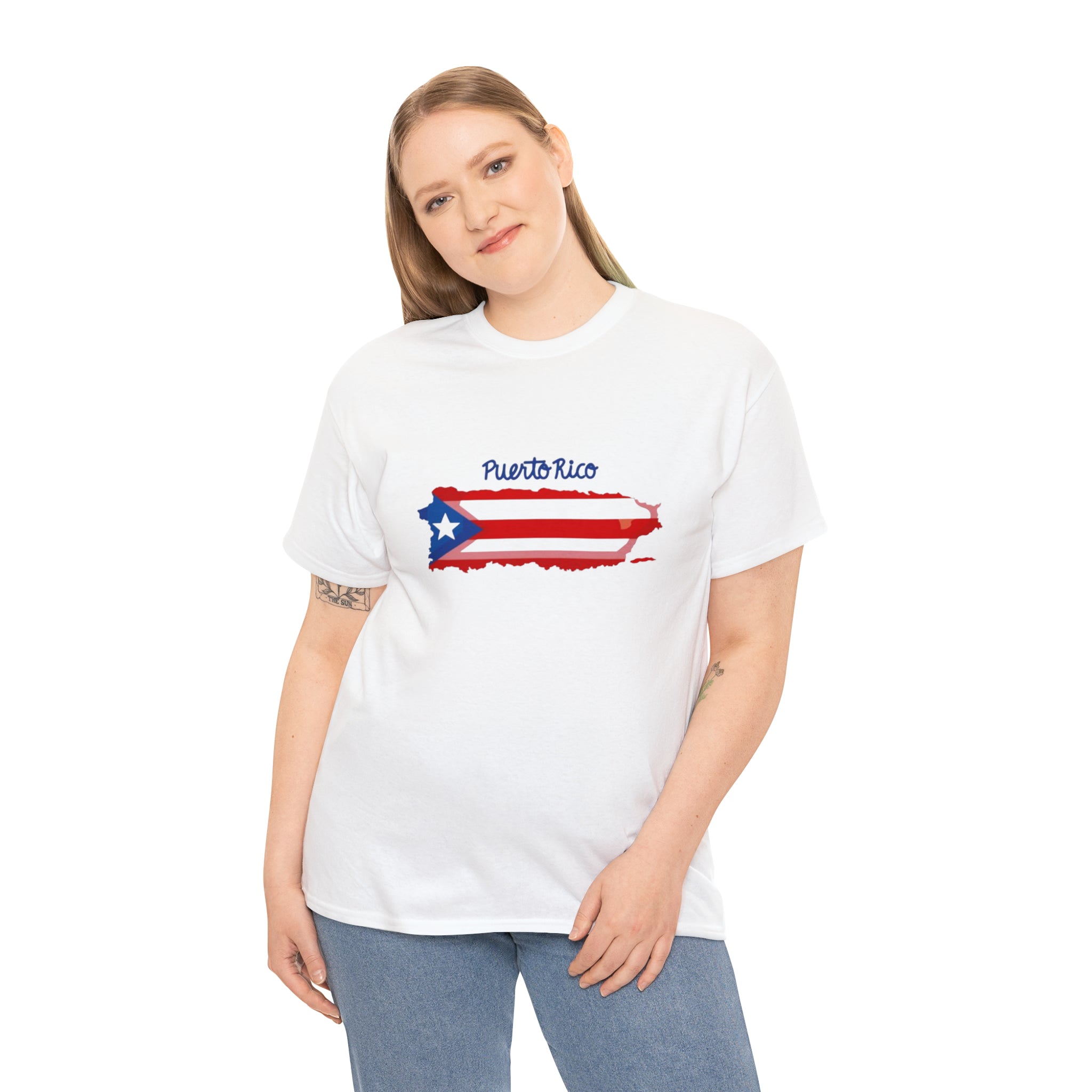 Island of Puerto Rico Flag Heavy Cotton Tee