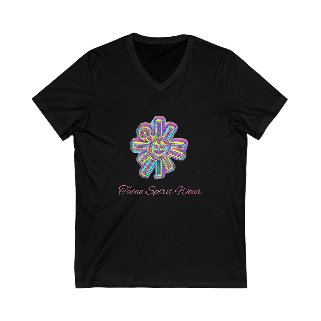 Taino Sun Symbolism Unisex Jersey Short Sleeve V-Neck Tee
