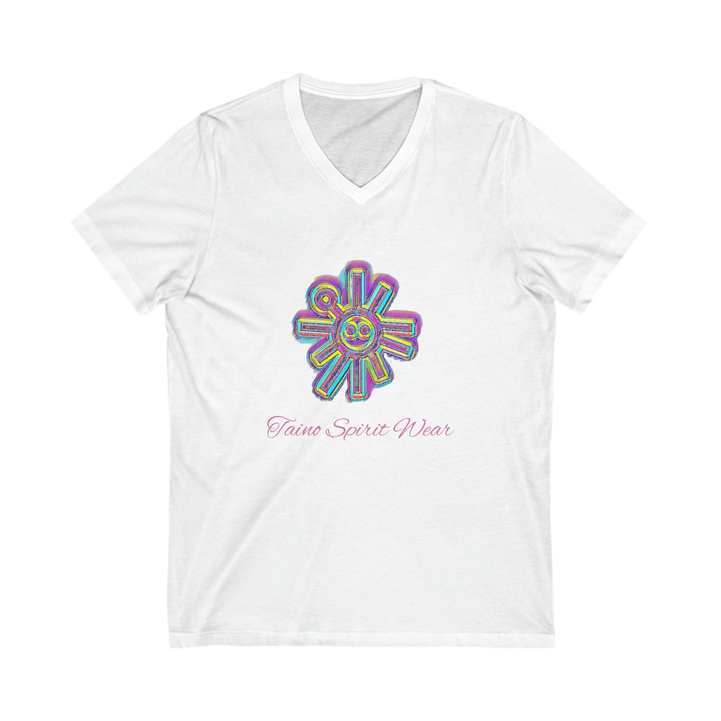 Taino Sun Symbolism Unisex Jersey Short Sleeve V-Neck Tee