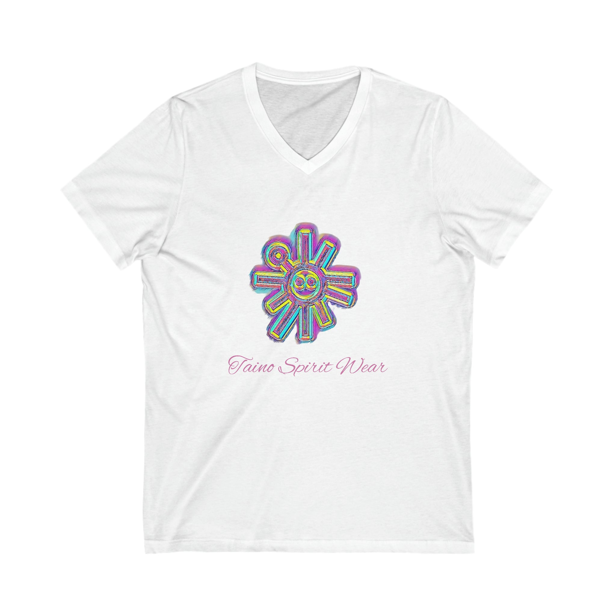 Taino Sun Symbolism Unisex Jersey Short Sleeve V-Neck Tee