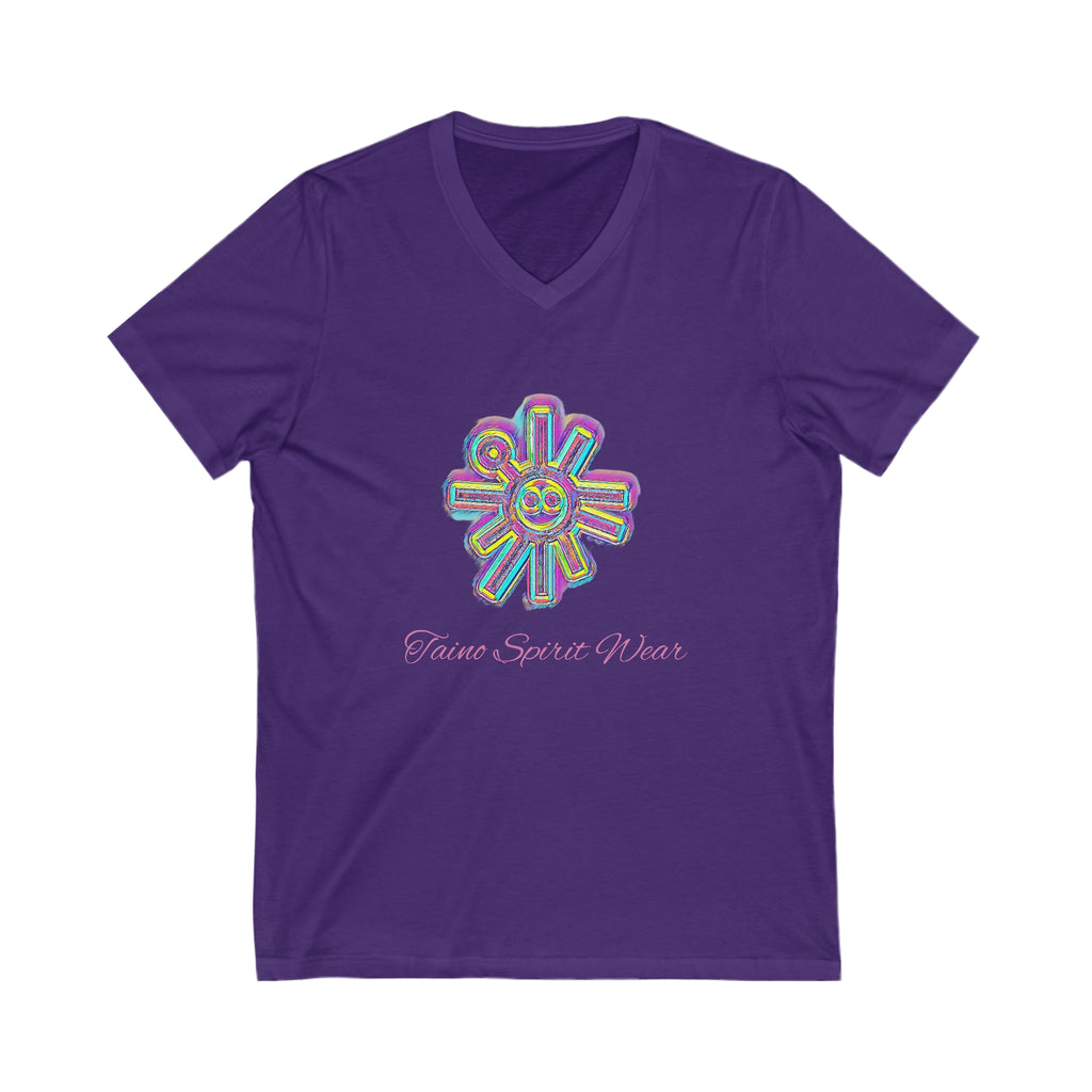 Taino Sun Symbolism Unisex Jersey Short Sleeve V-Neck Tee