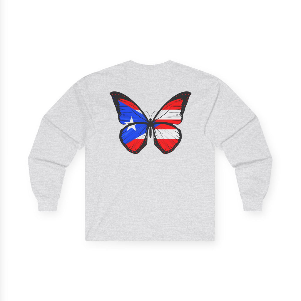 Women's Puerto Rico Flag Butterfly Long Sleeve Tee