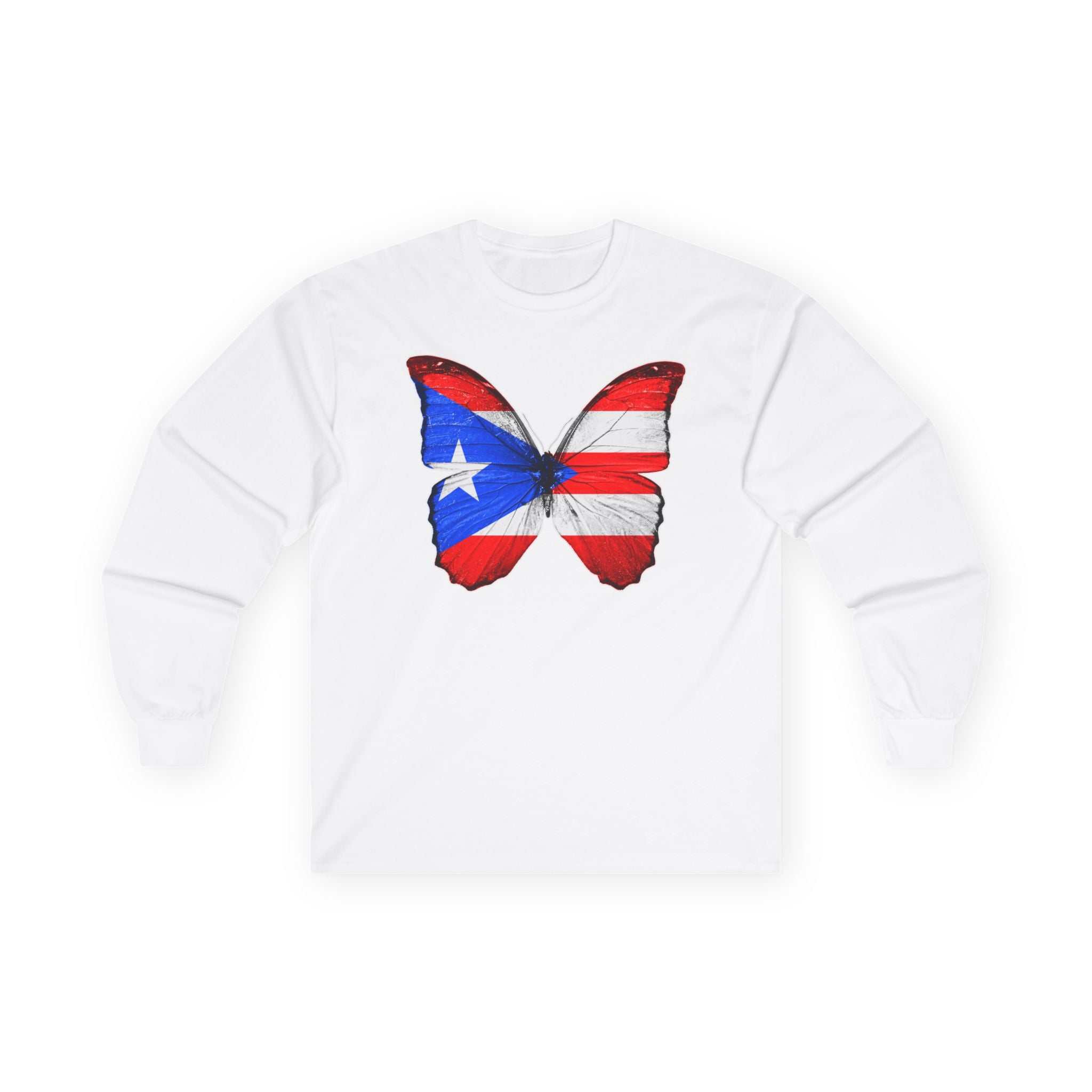 Women's Puerto Rico Flag Butterfly Long Sleeve Tee