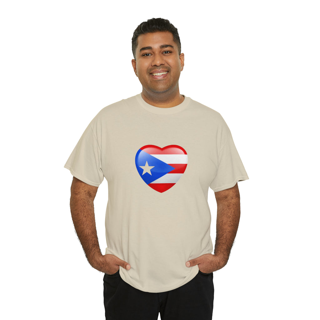 Puerto Rican Flag Heart Unisex Heavy Cotton Tee
