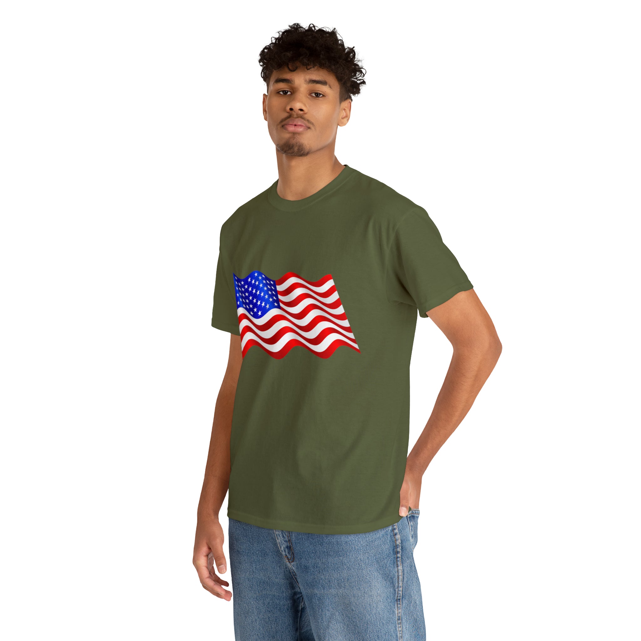 American Wavy Flag Unisex Heavy Cotton Tee