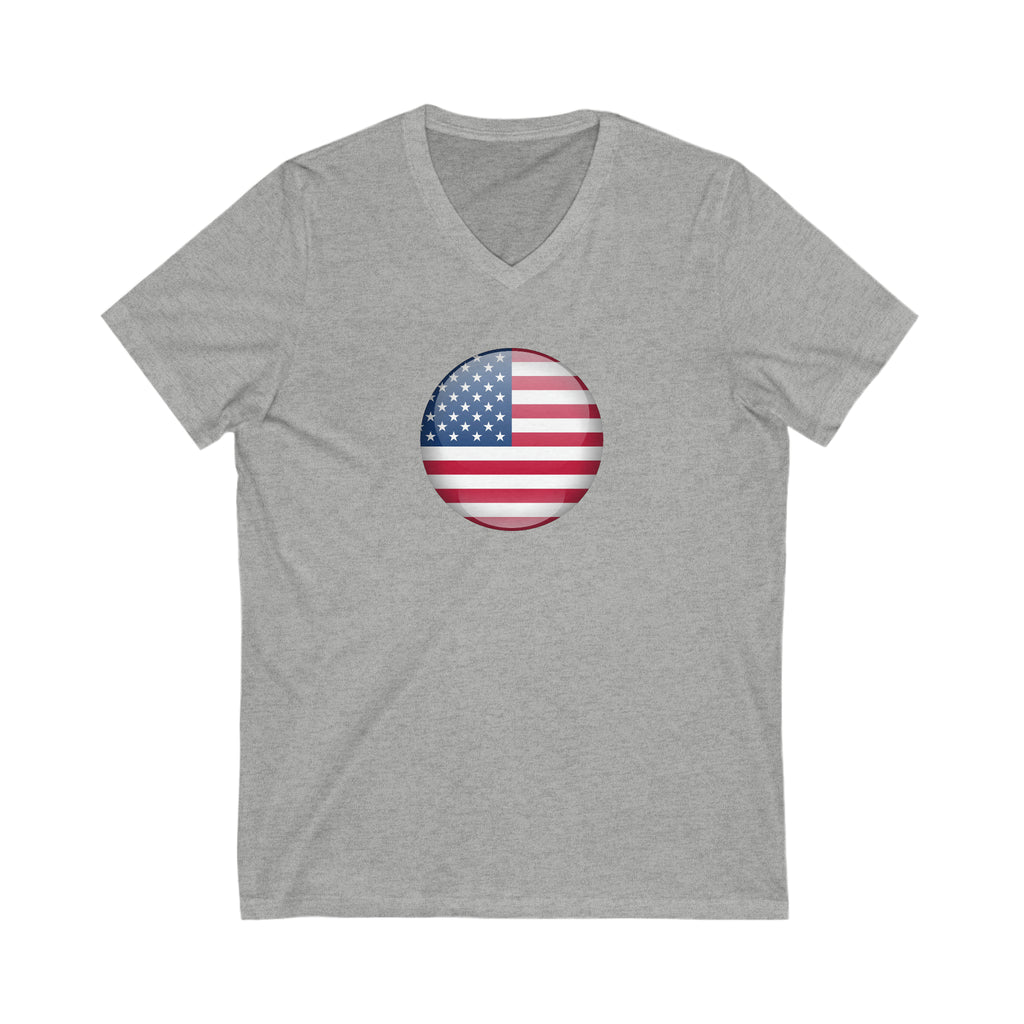 American Flag Circle Unisex Jersey Short Sleeve V-Neck Tee