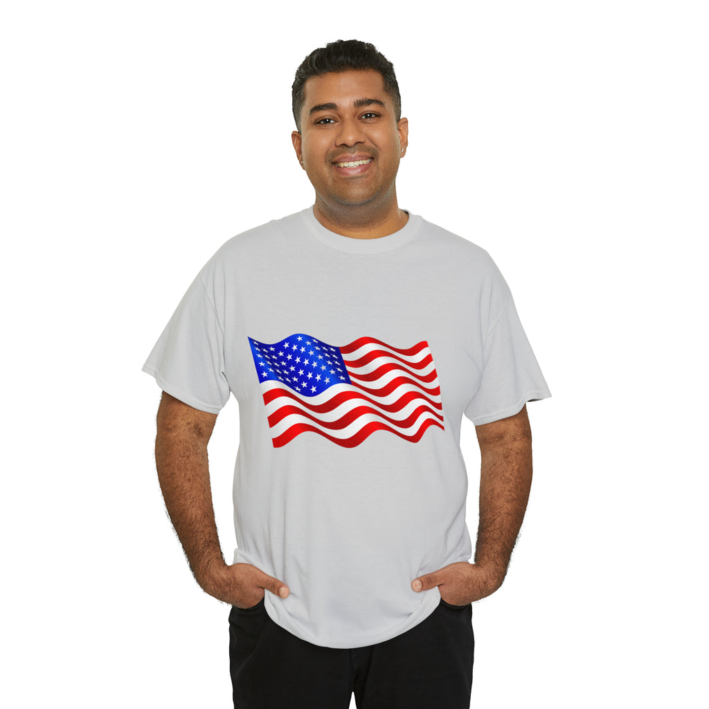 American Wavy Flag Unisex Heavy Cotton Tee