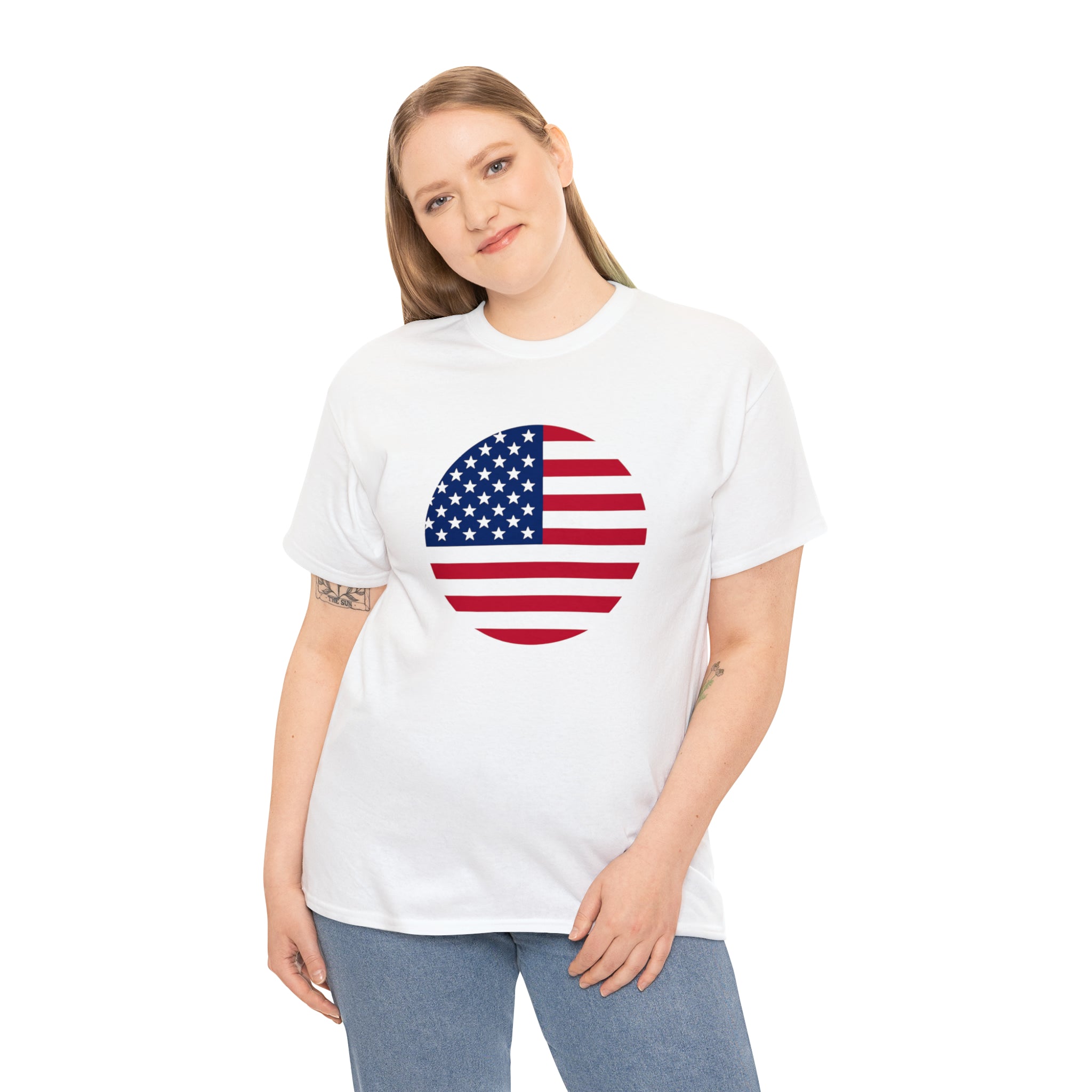American Flag Globe Unisex Heavy Cotton Tee