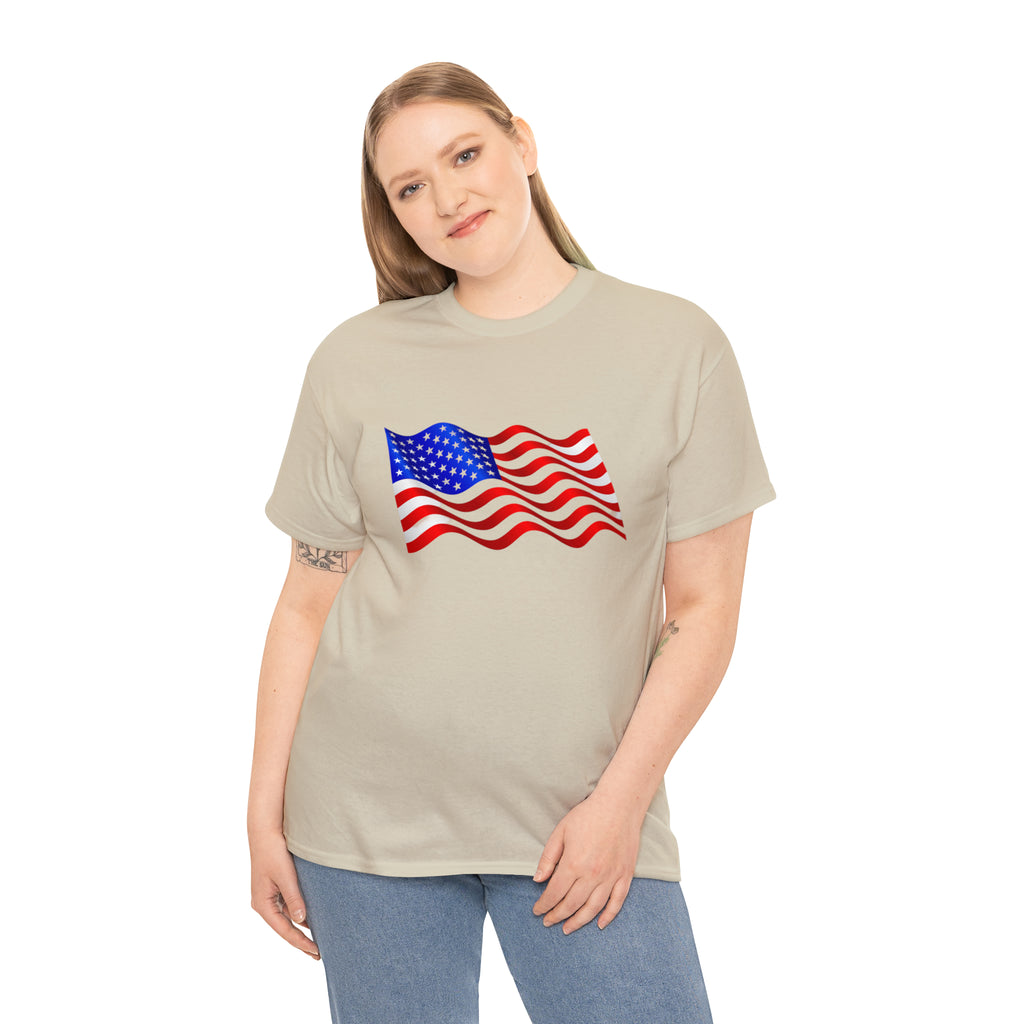American Wavy Flag Unisex Heavy Cotton Tee