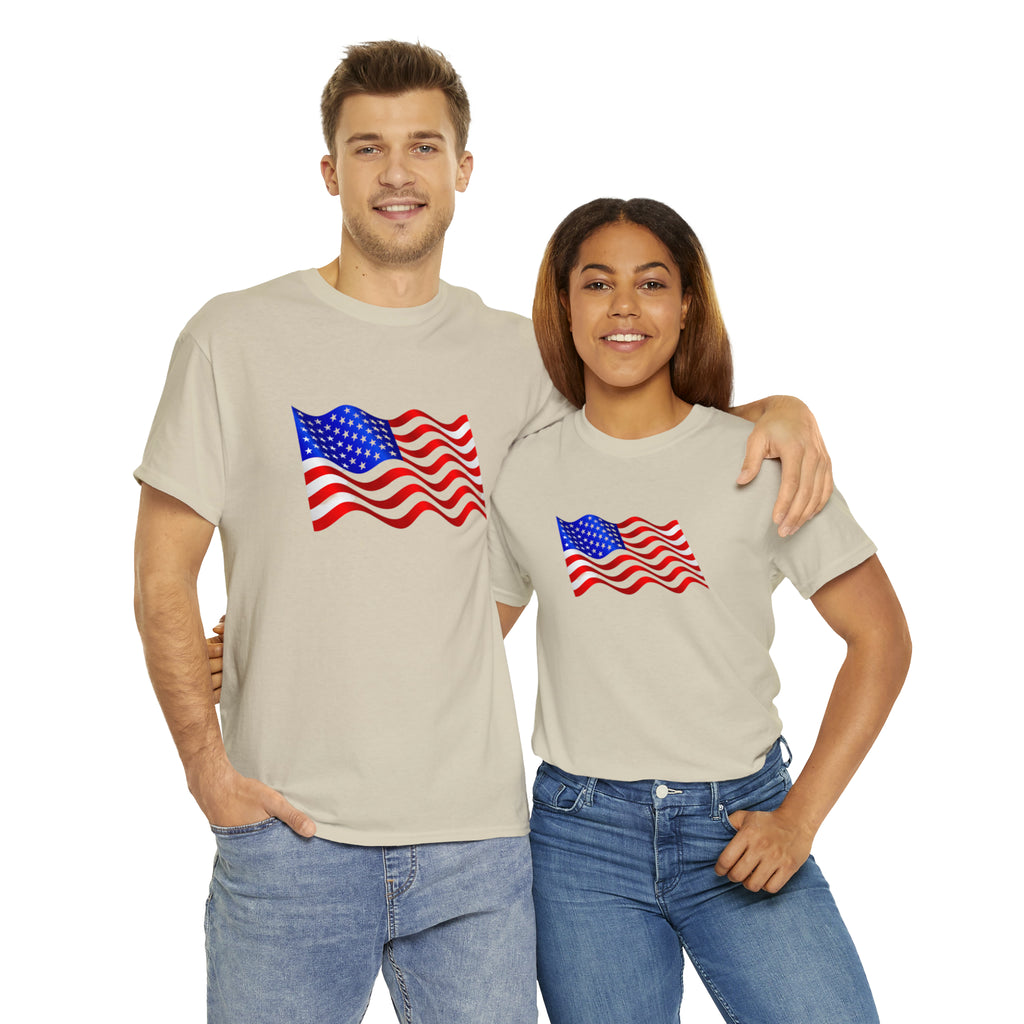 American Wavy Flag Unisex Heavy Cotton Tee