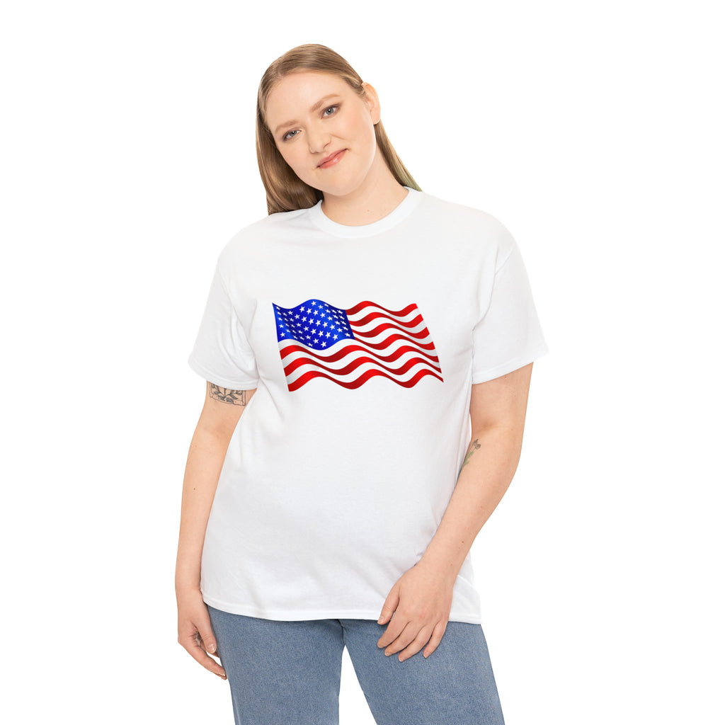 American Wavy Flag Unisex Heavy Cotton Tee